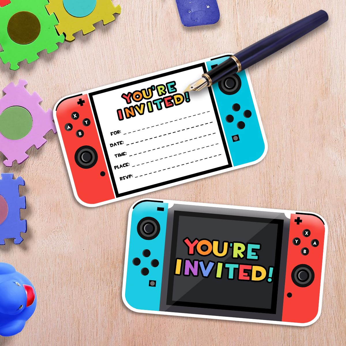 Yangmics Direct Video Gamer Birthday Party Fill In Invitations, Video Game Party Invitations