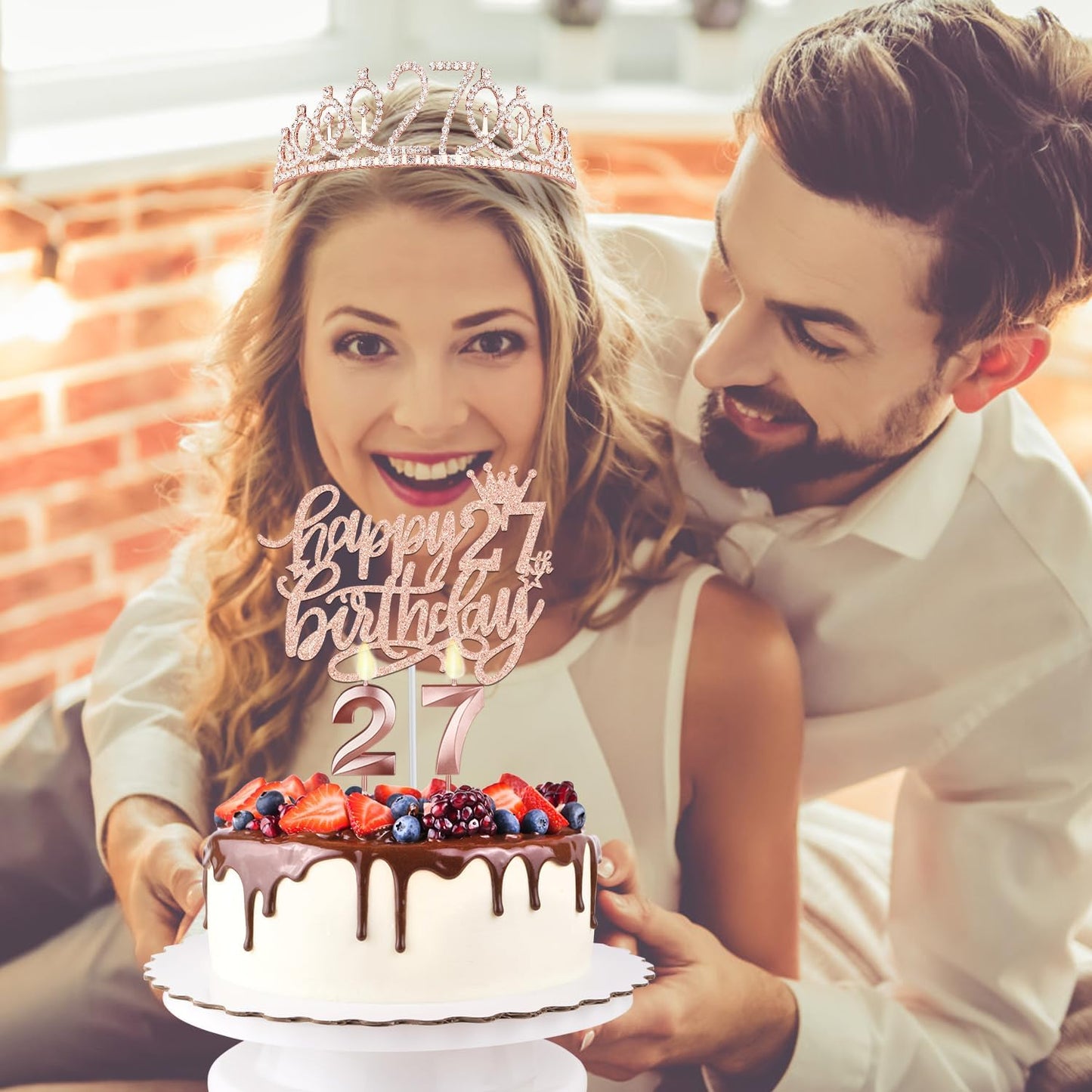 27th Birthday Decorations for Women Including Birthday Sash and Tiara, Candles and Cake Topper, Gifts for 27 Year Old Women, Party Decorations Favor Supplies