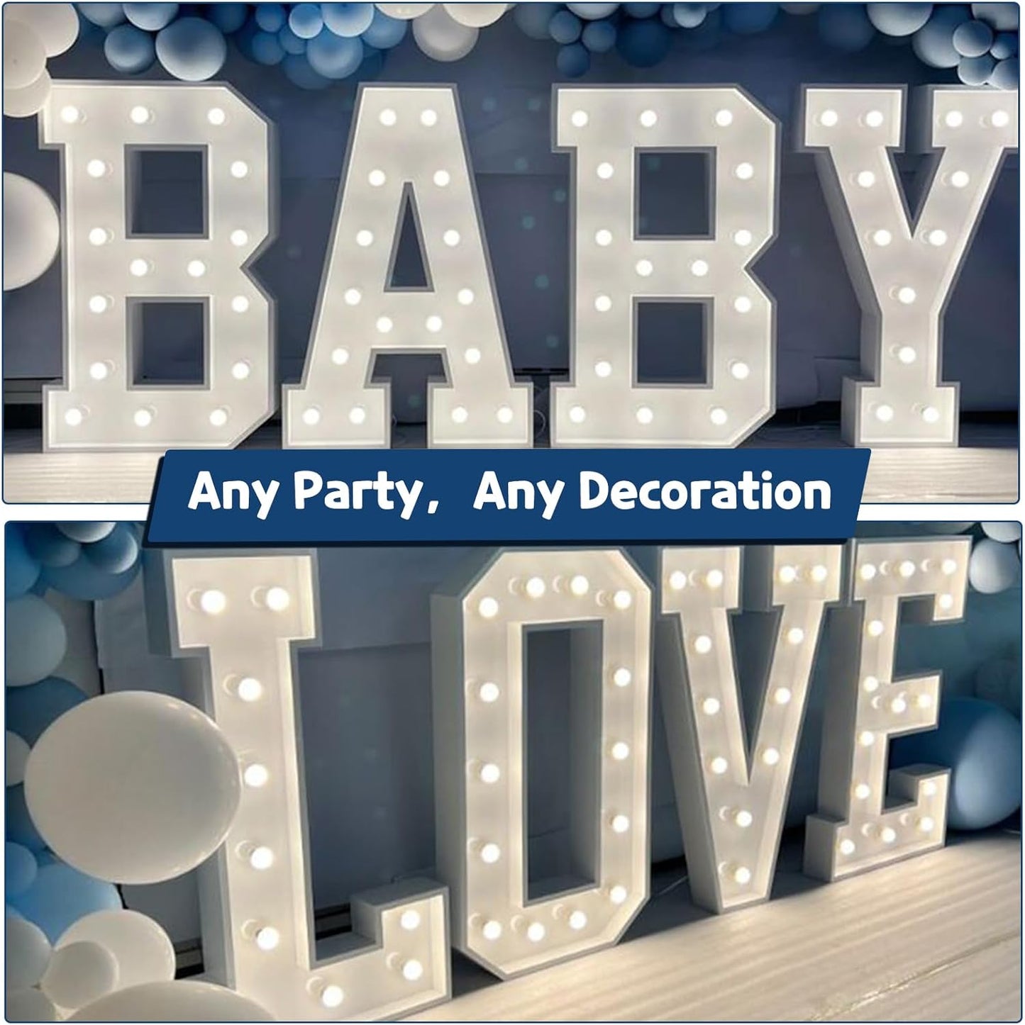 Marquee Letters 4 Feet Tall Large Light Up Letters Baby Shower Decorations Wedding Engagement Proposal White Party Decorations Marry Me Sign Big Cardboard Backdrop A