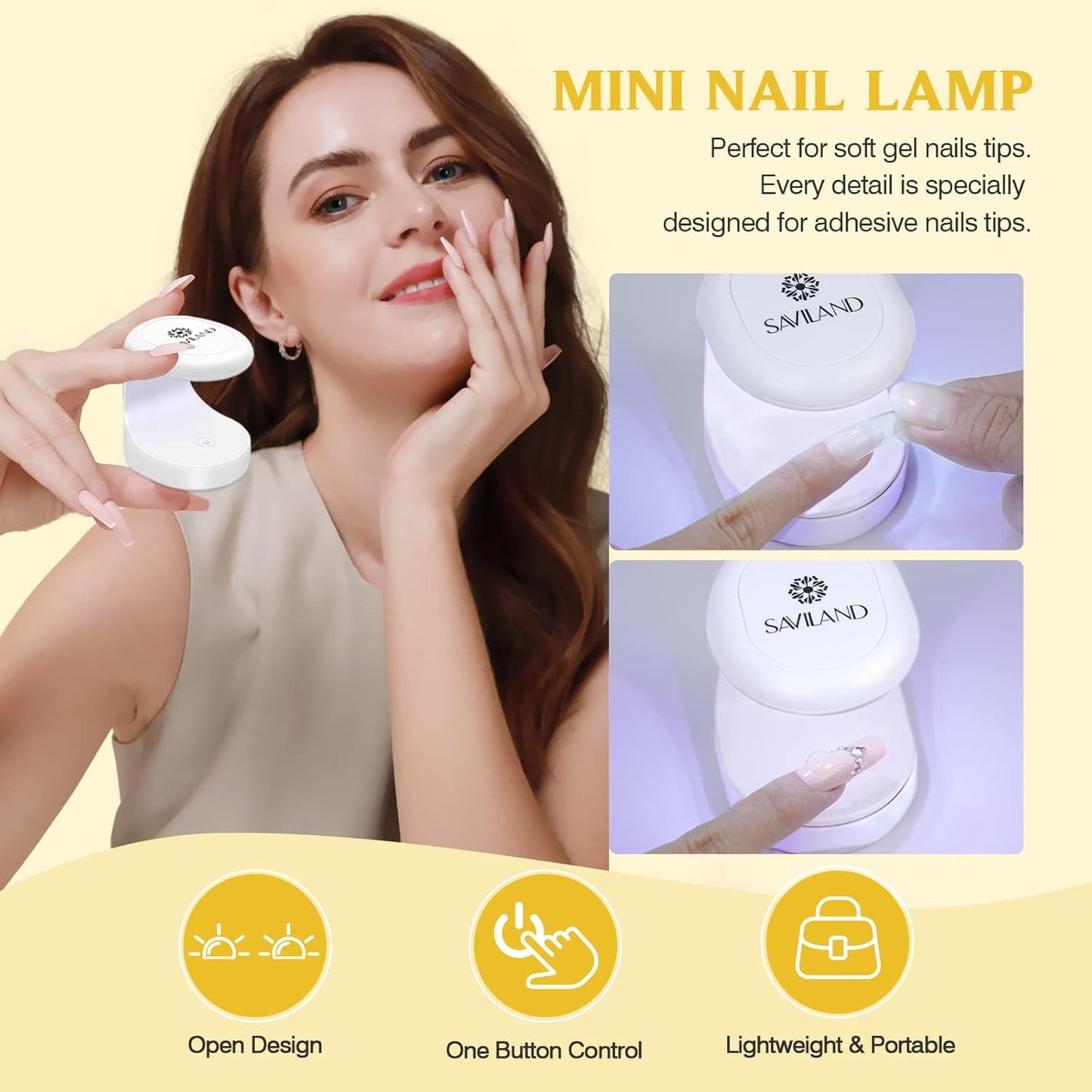 SAVILAND Gel Nail X Kit: 500 Pcs Square Nail Tips Gels Nail Kit with Drill, 0.5 Oz 4-in-1 U V Nail Glue with Lamp, Nail Kit At Home Art Designs & Salon Manicure Kit Gift For Women