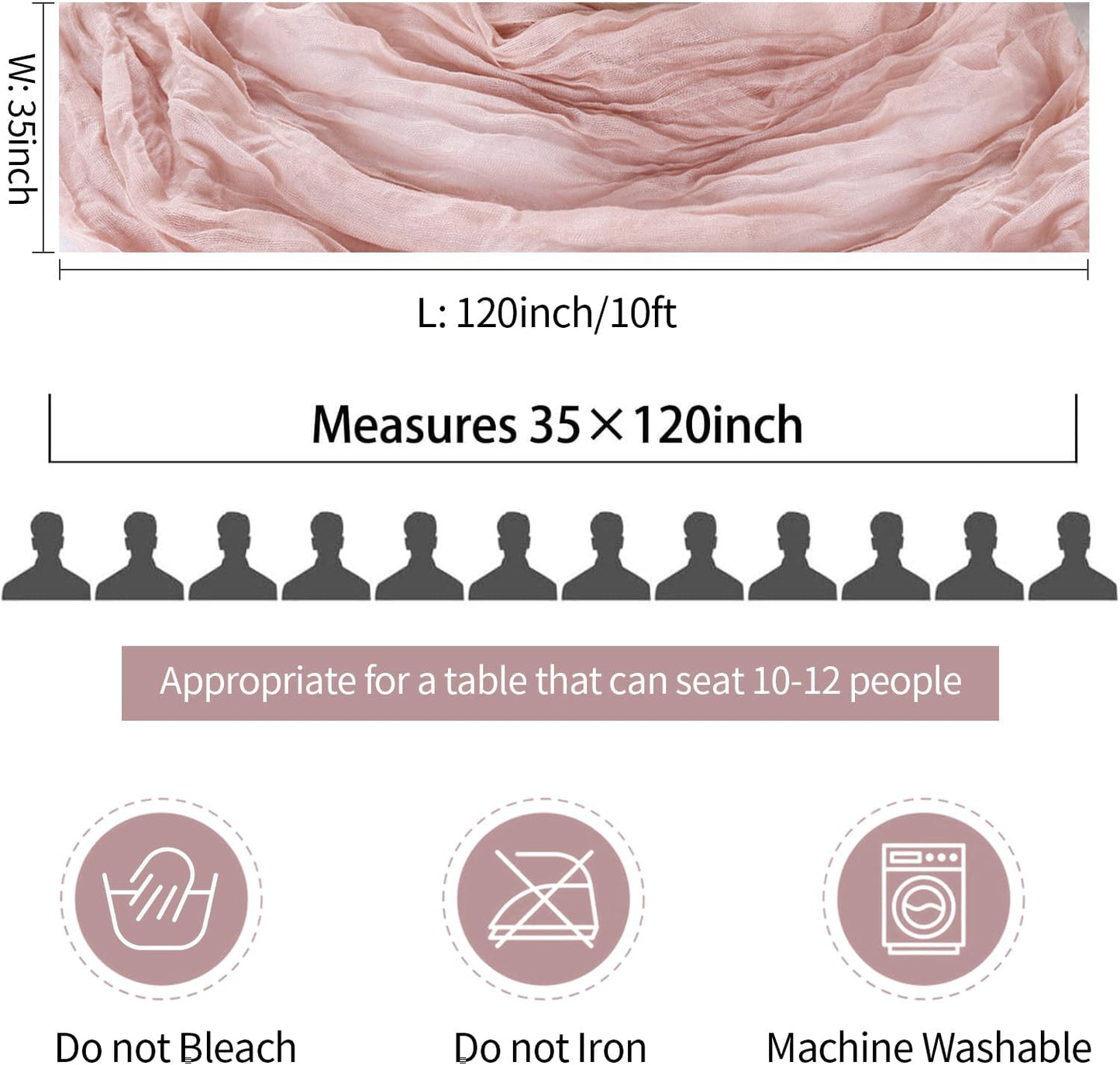 Dusty Pink Table Runner Cheese Cloth 10ft Gauze Runner Boho Cheesecloths Table Runner for Wedding Bridal Shower Birthday Sheer Fall Thanksgiving Boho Table Decoration