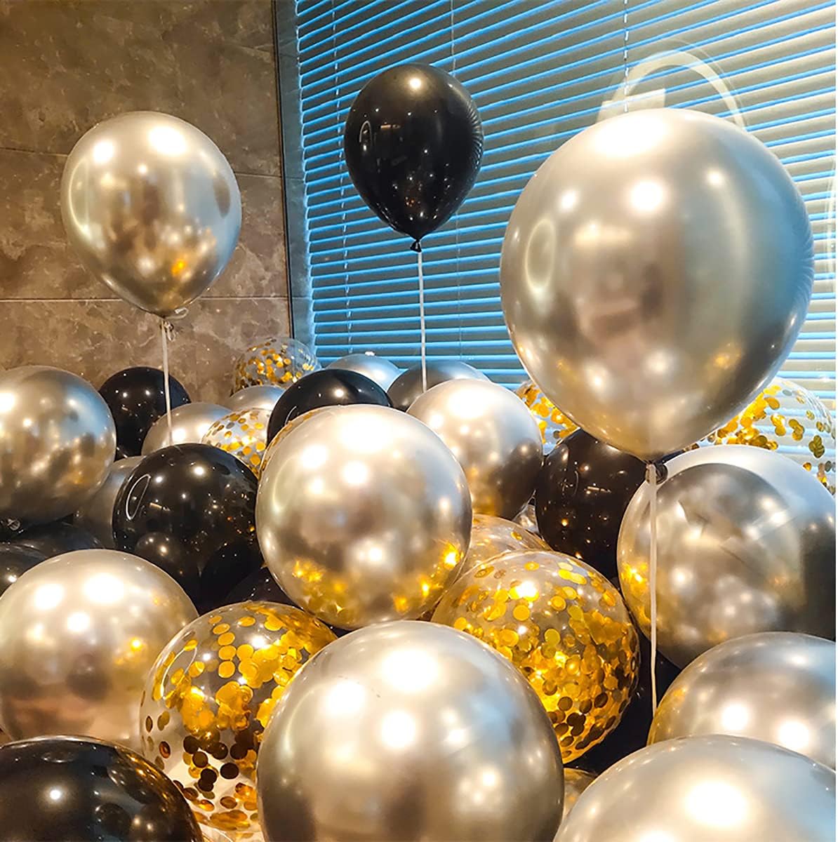 50pcs Gold Foil Confetti Balloons,12 inch Latex Balloon with Gold Confetti Inside for Birthday Family Party Wedding Party Baby Shower Decoration Supplies
