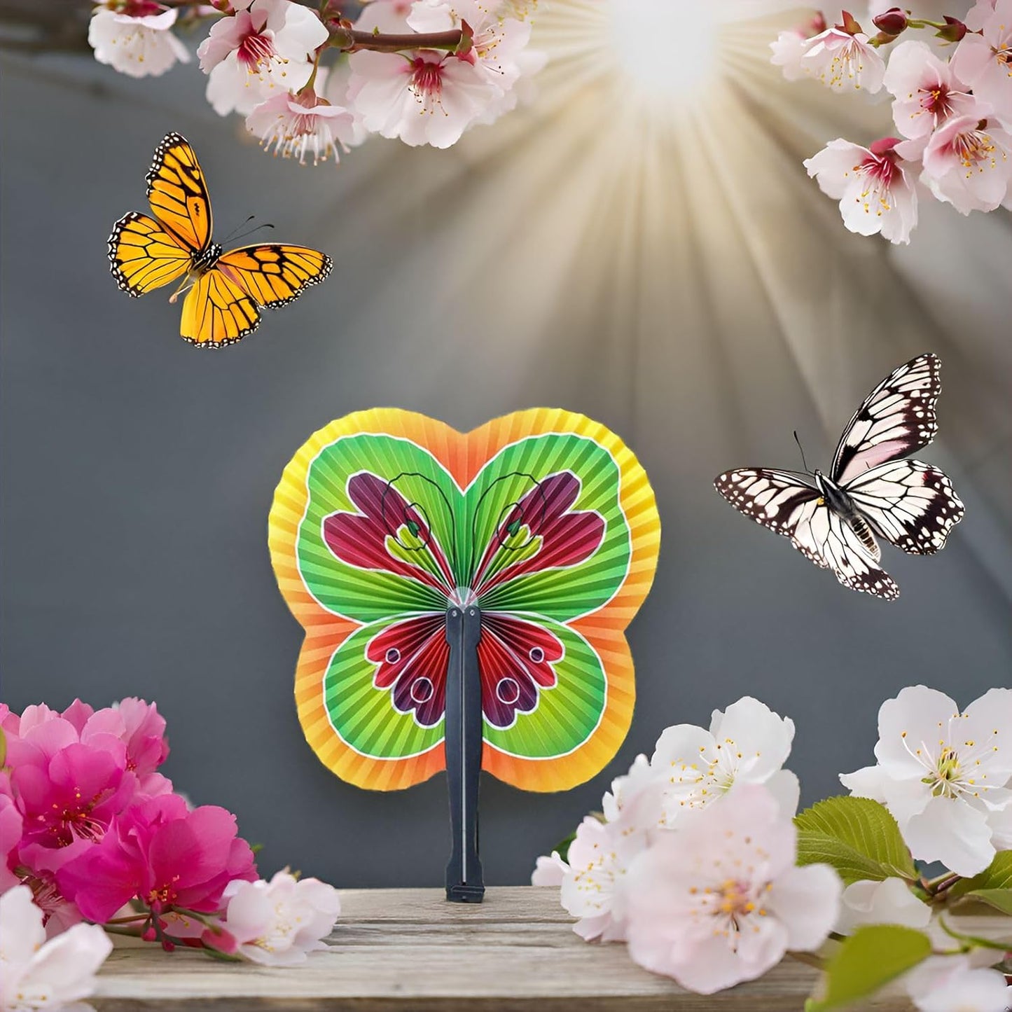 24 Pieces Folding Hand Paper Fans Handheld,Butterfly Decorations Accordion Fans Bulk for Festival Wedding Party Dancing Birthday Favors Decorations