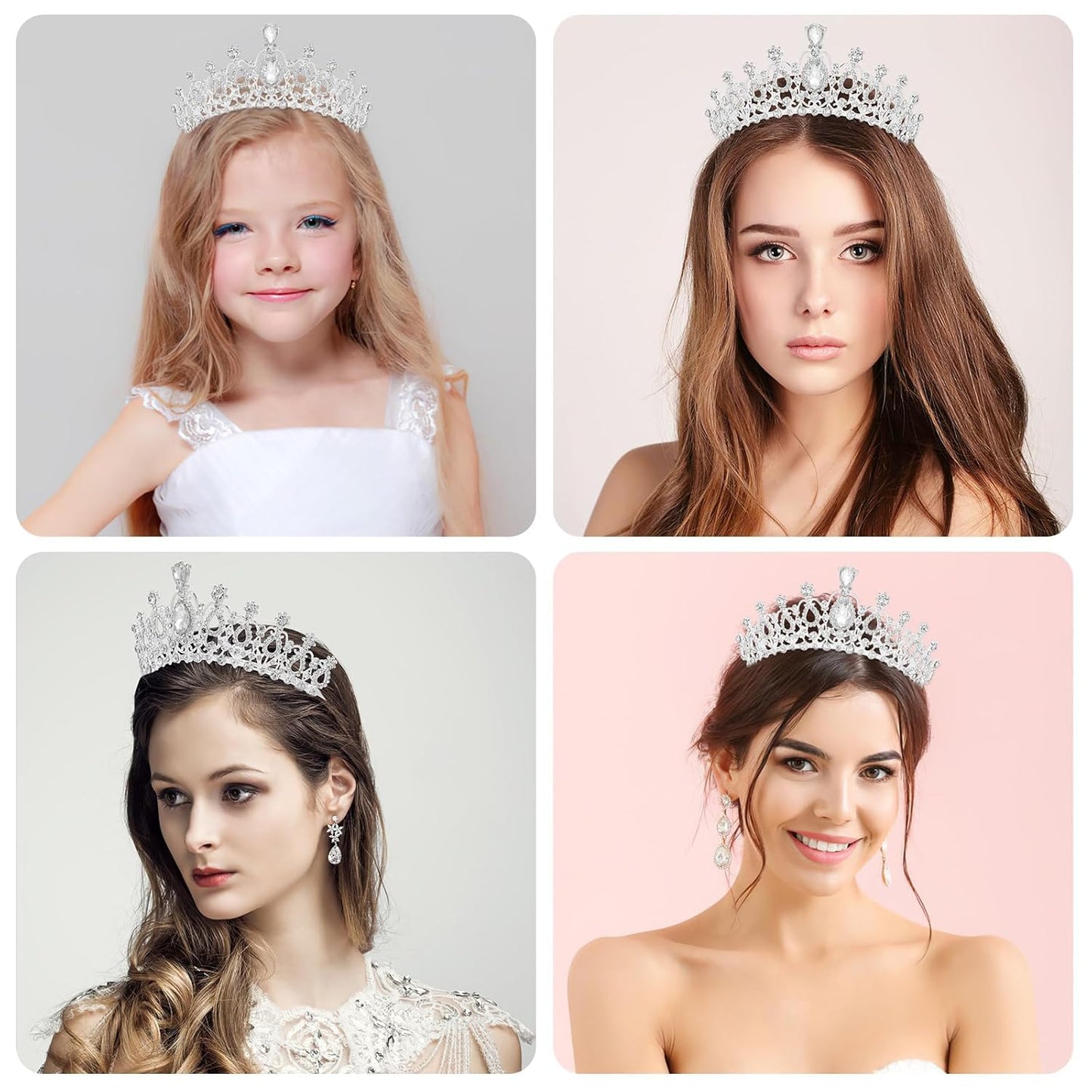 Makone Crowns for Women Princess Tiaras for Girls Queen Crown and Comb Tiara for Wedding Birthday Pageant Bridal Prom Christmas Gift (Style5-Silver)