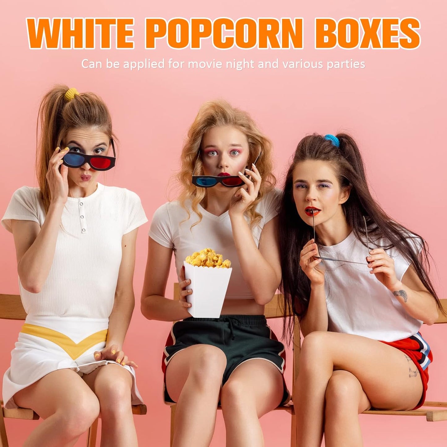 400 Pcs Zopeal Mini Popcorn Boxes and Clear Treat Bag Set, Bulk Popcorn Bags Open Top Paper Popcorn Containers with Treat Bags Popcorn Candy Boxes for Movie, Party, 3 x 4 Inch (White)
