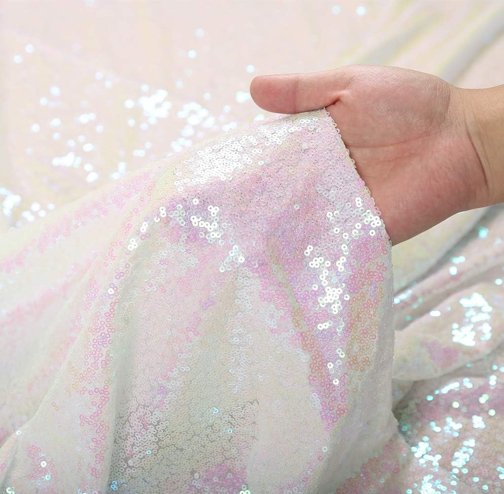 SquarePie Sequin Tablecloth 50 x 72 Inch Iridescent Sparkly Table Linen for Wedding Party