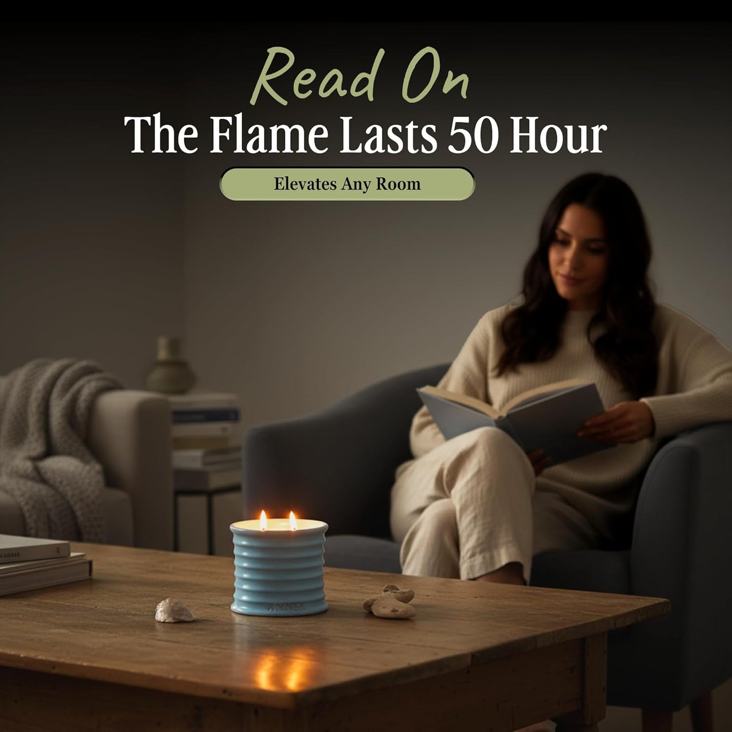 Scented Luxury Candles in Handmade Ceramic Jars, Soy Wax | Day On The Sea β Cypress & Cedar, Large Candle | Non Toxic, 2 Wicks, Reusable Big Blue Jar | Natural Spring Aromatherapy for Women & Men