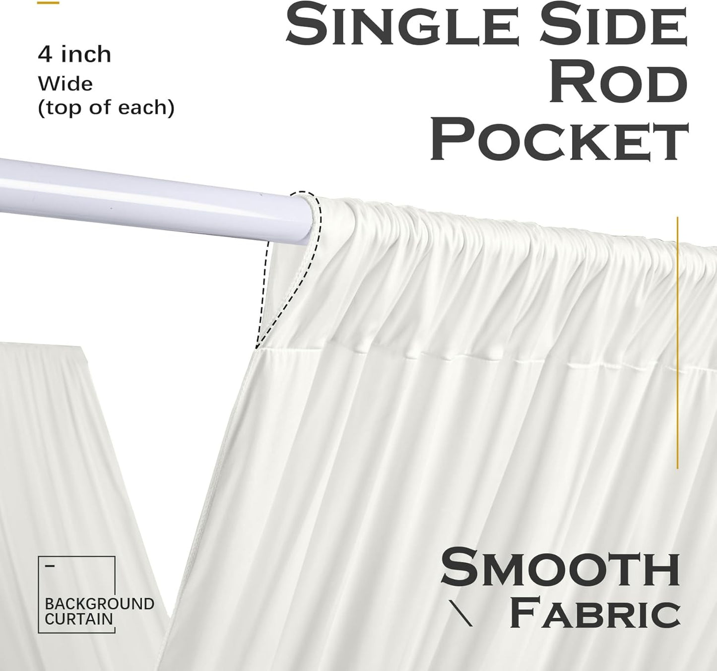 PartyVillage 2 Panels 5ftx30ft Ivory Ceiling Drapes for Wedding Parties โ 30 FT Extra Long Thick Polyester Wrinkle-Free Drapery Tent Decor Decorations for Birthday Party Ceremony Stage Swag