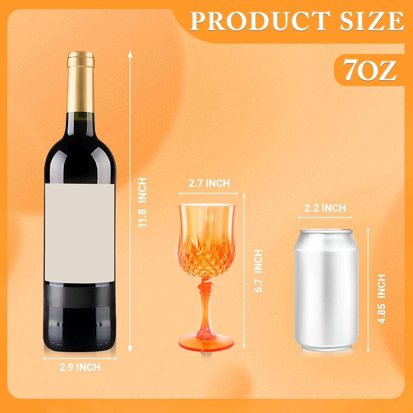 Plastic Wine Glasses,Plastic Goblets Vintage Style Cordial Drinking Glasses for Wedding Reception, Halloween Grand Event Party Supplies (48, Pumpkin orange)