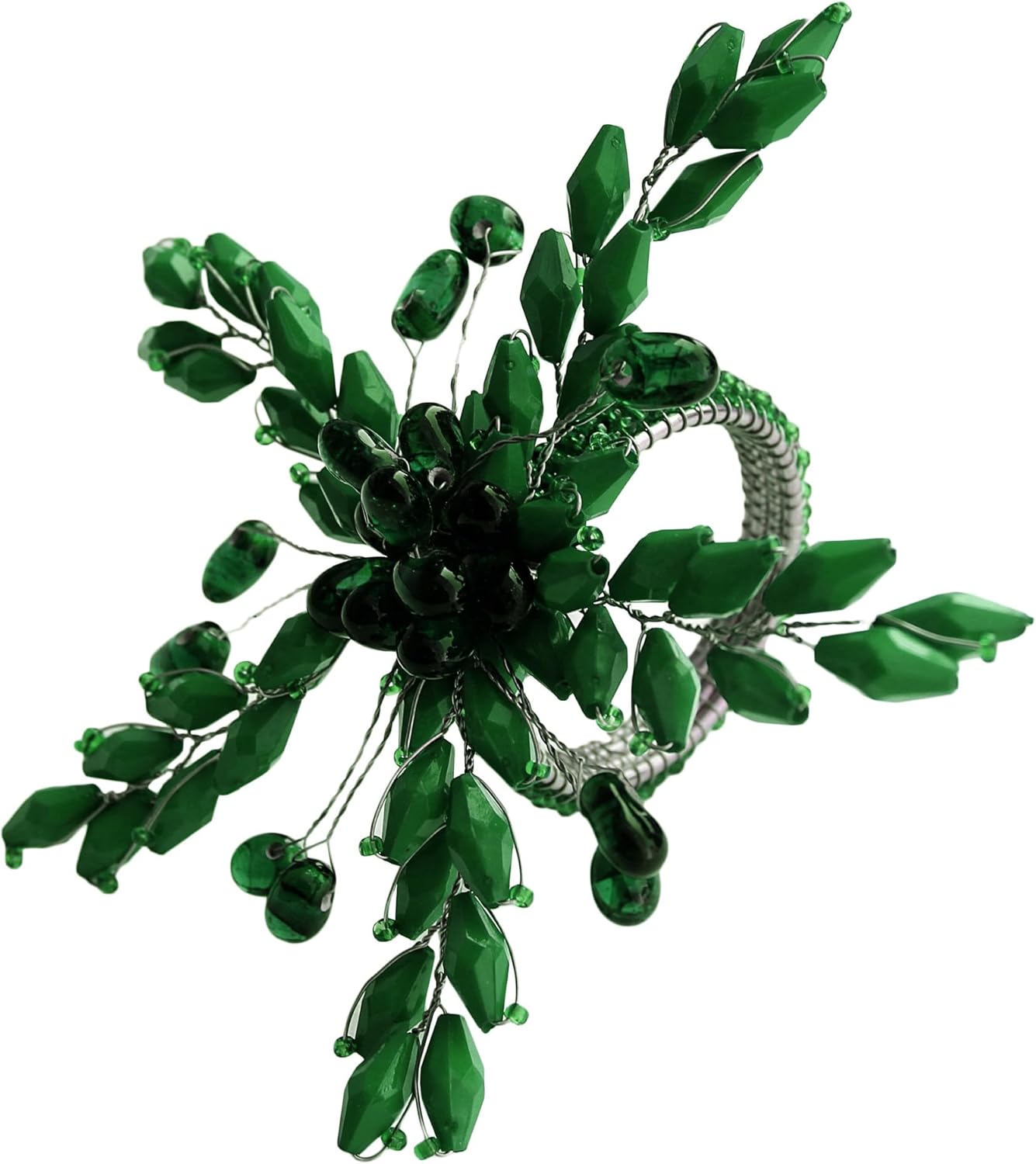 Napkin Rings Set of 12 for Dining Table Decoration Parties Everyday Metal Napkin Holder Leaf Dark Green (Pack of 12)