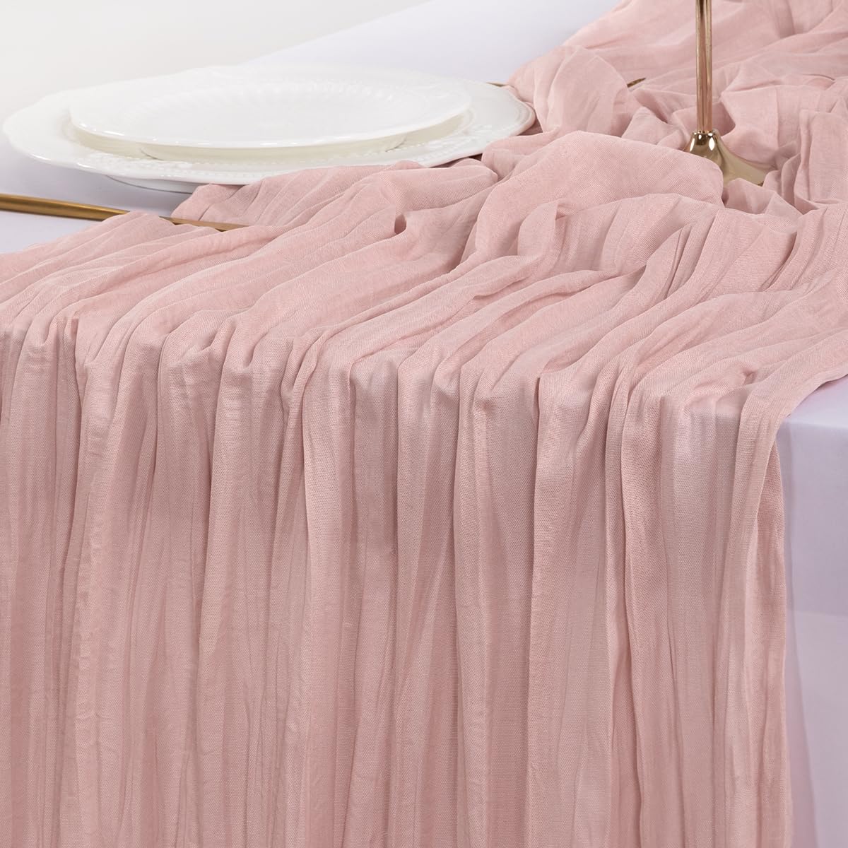 Pink Cheesecloth Table Runner Summer Boho Wedding Birthday Party Home Decor