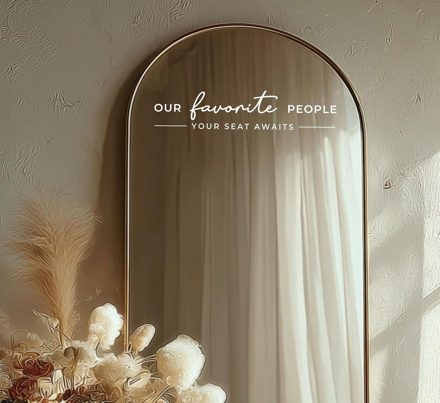 Our Favorite People Vinyl Decal, Please Find Your Seat Sign for Wedding Reception Wedding Vinyl Decal Seating Chart Sticker for Mirror, Your Seat Awaits (White, Width 17 inch)