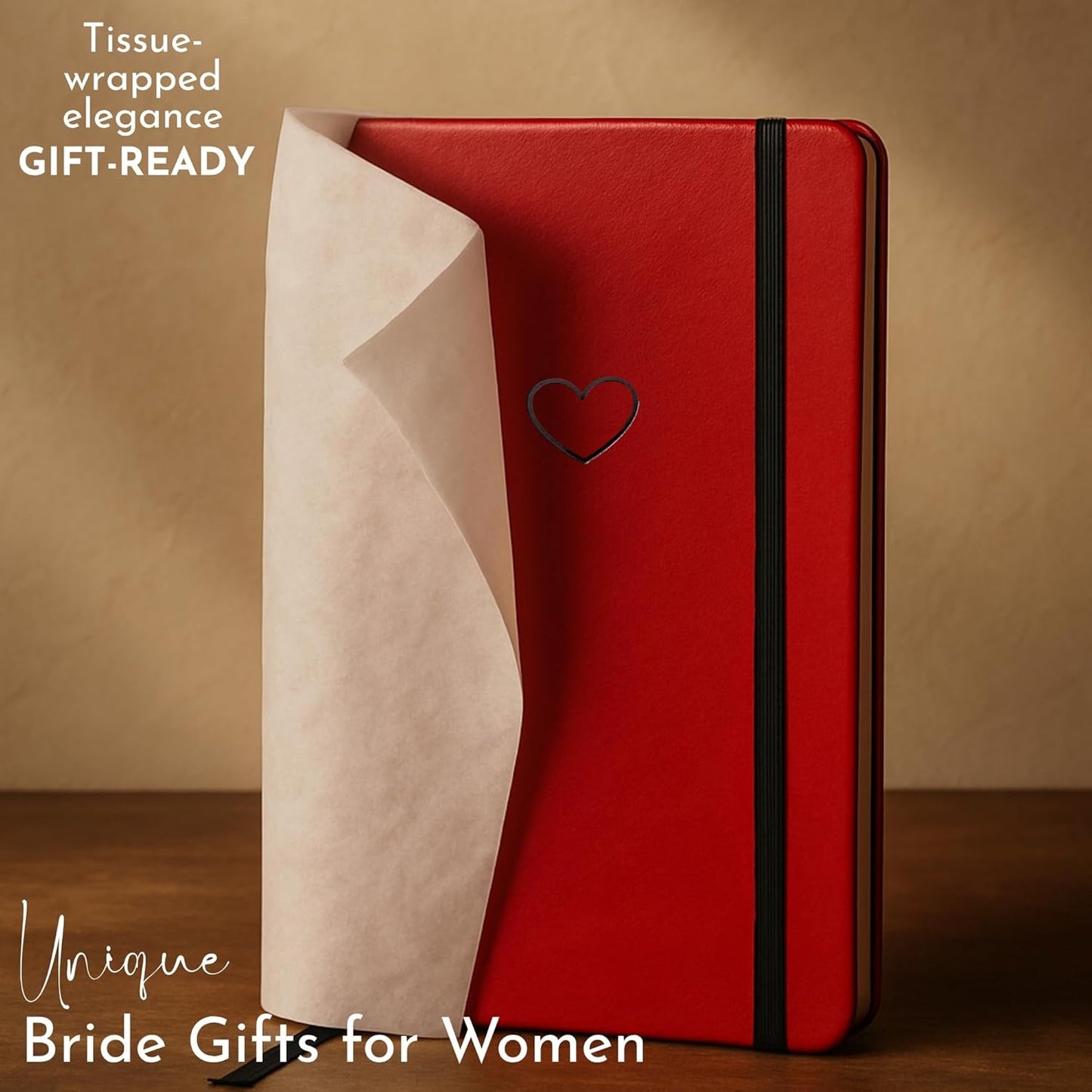 SETTINI Lined Journal, Ideal for Journaling - A5 Vegan Leather Notebook, 192 Archival-Quality Pages, QuillEase Bleed-Free Paper, Inner Pocket & Bookmark - Love Journal for Women, Red Heart