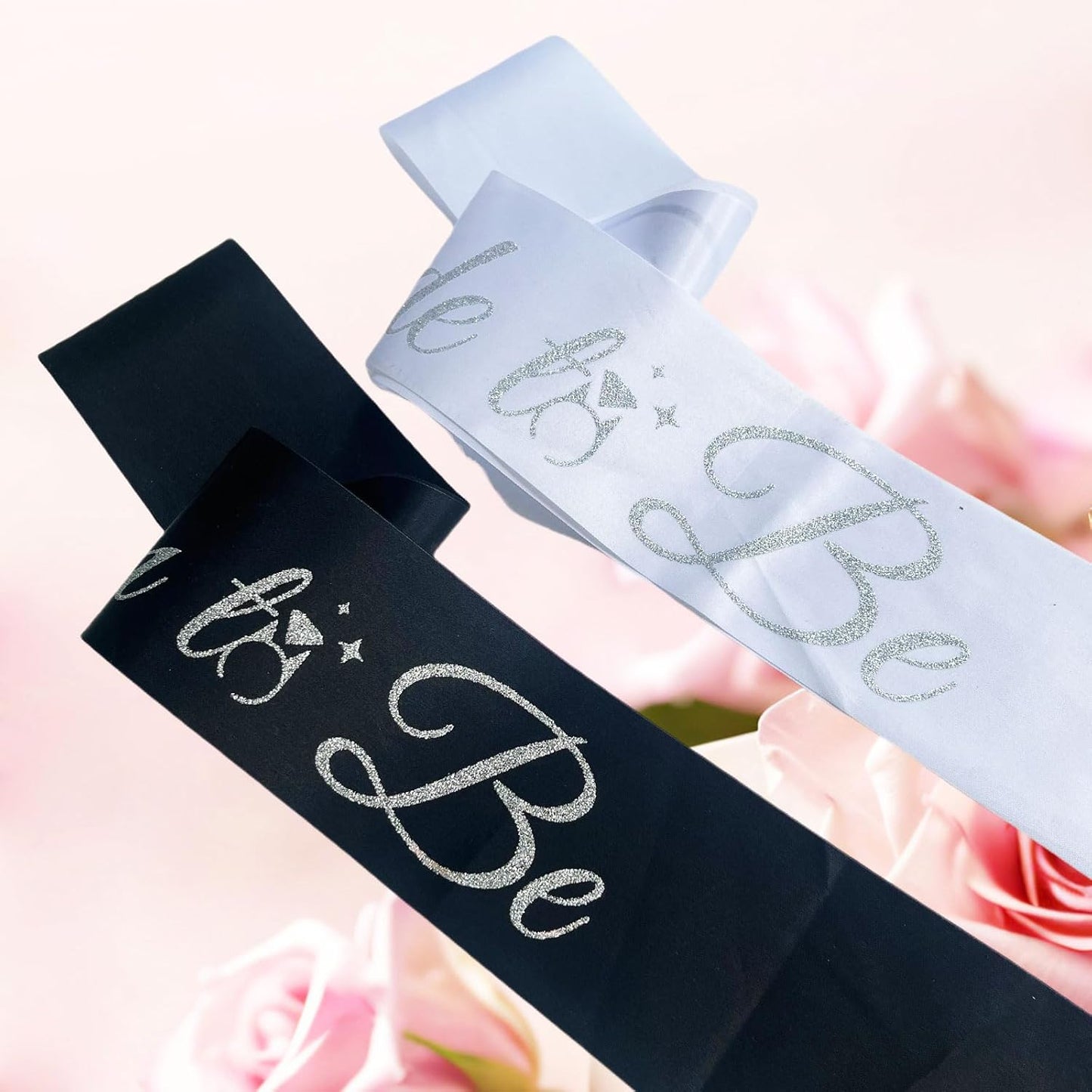Bride Sash Bachelorette Party Bride and Groom to Be Sash for Bridal Shower Wedding Hen Party Decorations Engagement Gifts,White Silver