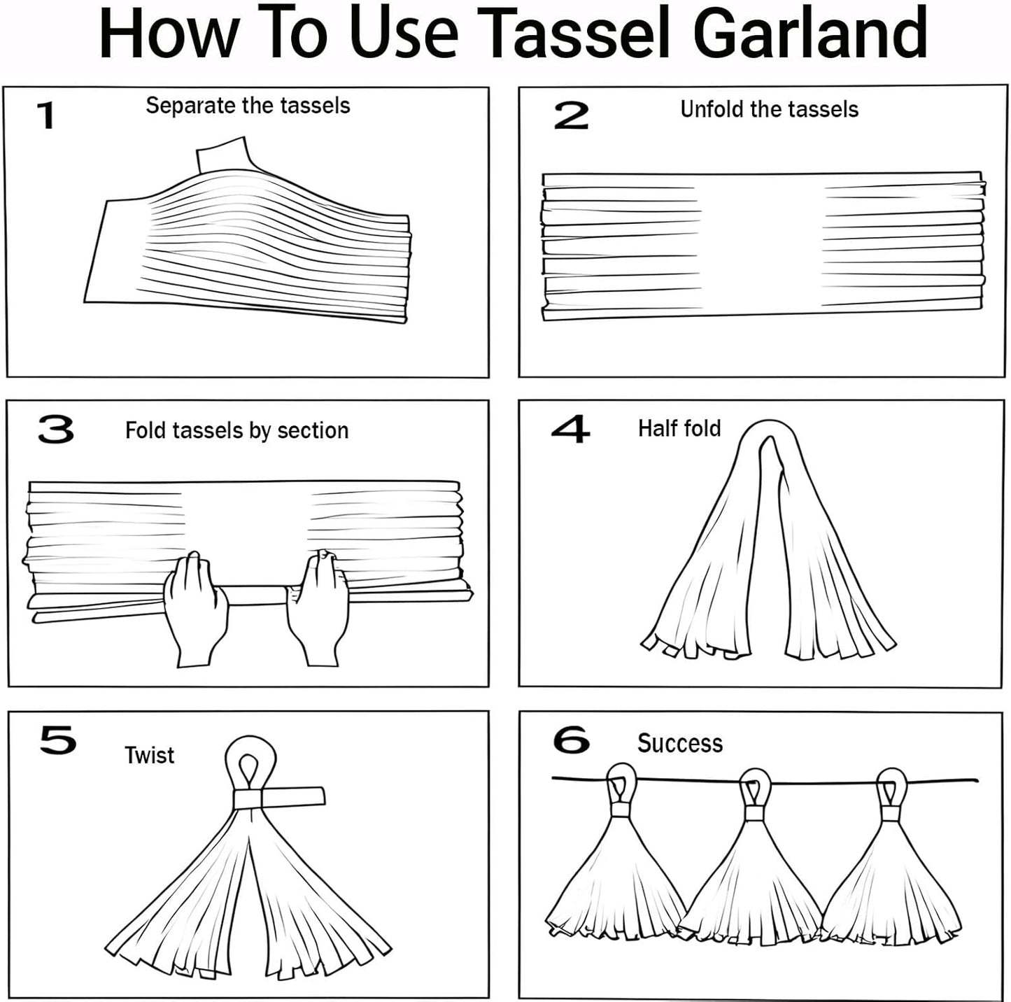 Tissue Paper Tassel Garland Banner, 20 Pack, Red Blue Yellow White, Party Decorations for Birthday, Baby Shower