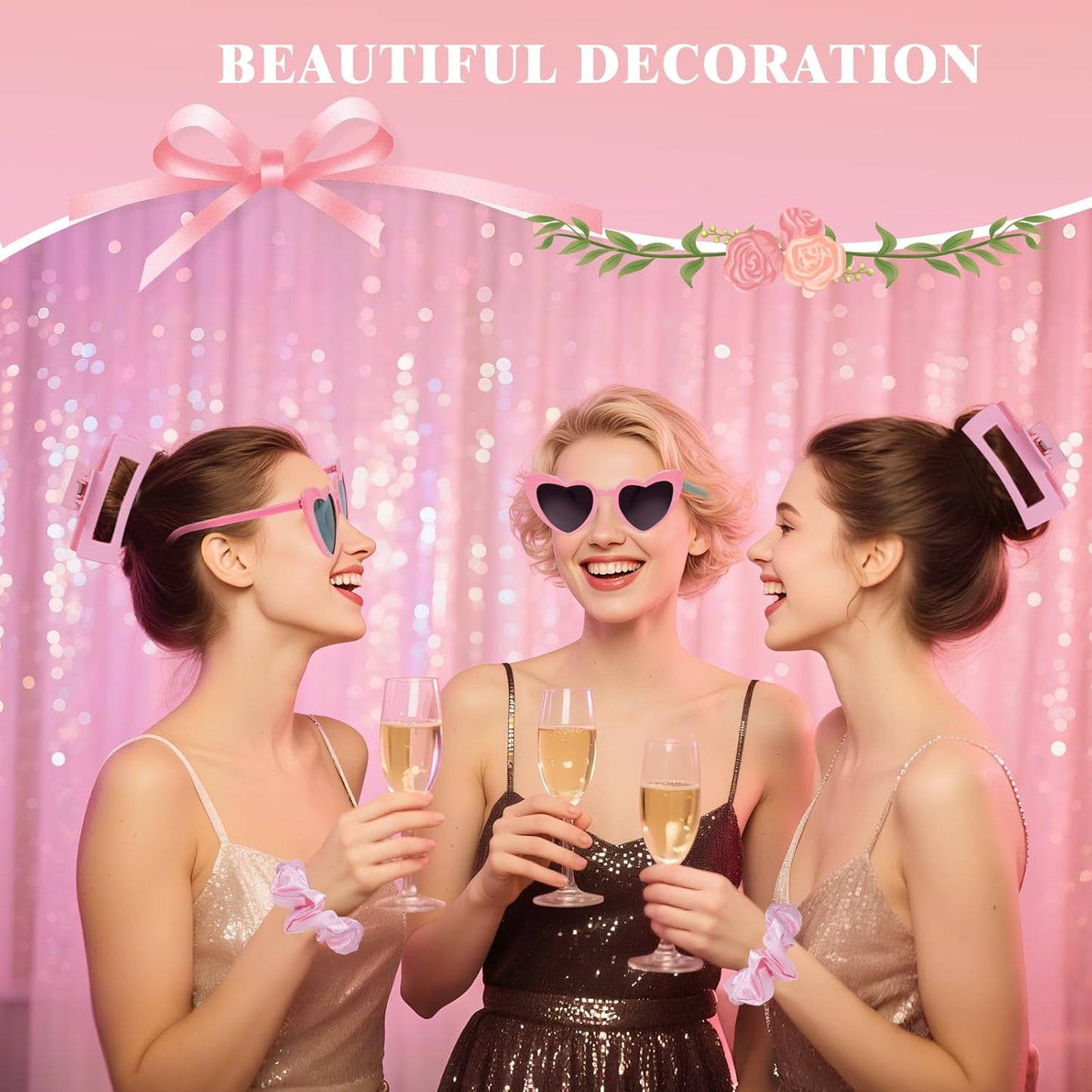 Pink Bridesmaid Gift Set for Proposal, 8PCS Hair Claw, Scrunchies, Makeup Clips & Heart Sunglasses โ Bachelorette Party Favors, Bridal Shower & Teen Birthday Gifts