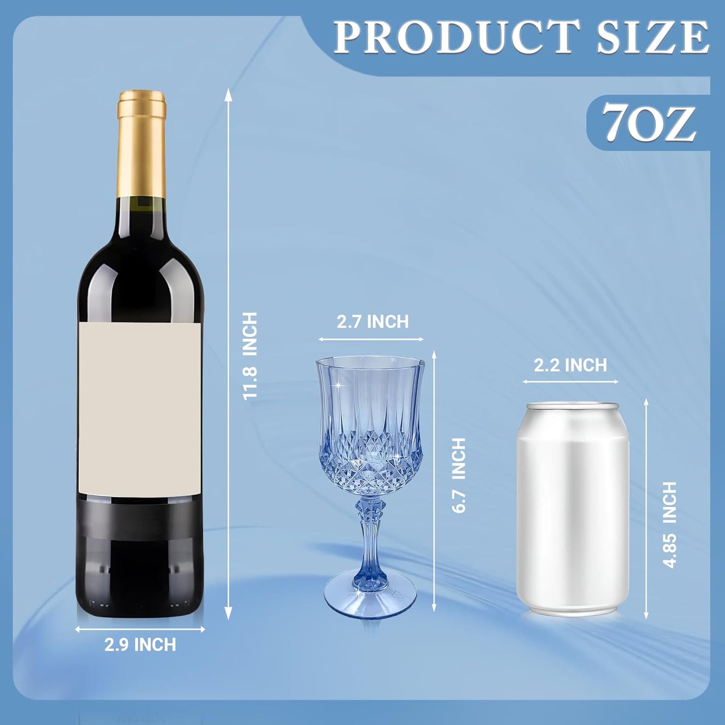 Plastic Wine Glasses,Plastic Goblets Vintage Style Cordial Drinking Glasses for Wedding Reception, Grand Event Party Supplies (100, Blue)