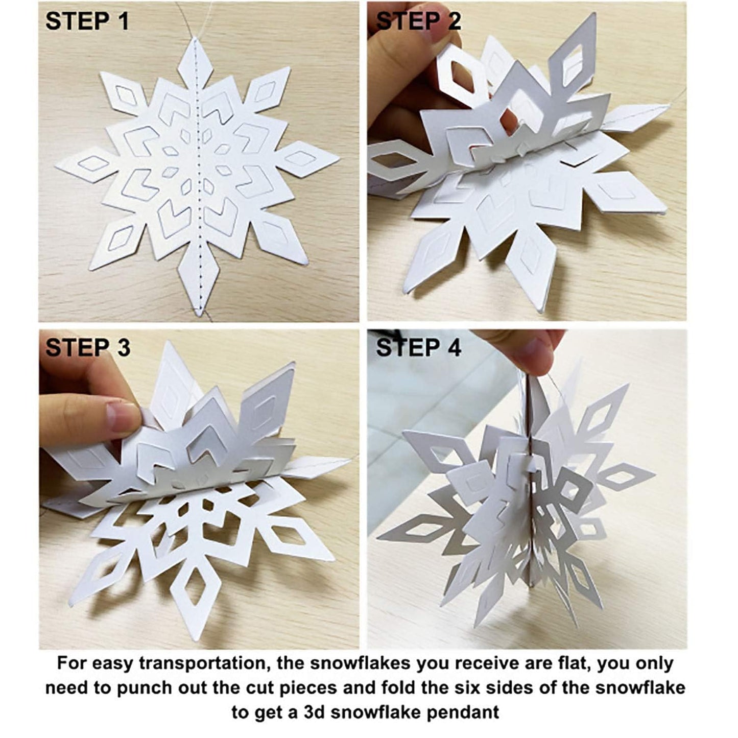 OuMuaMua Winter Christmas Hanging Snowflake Ornaments, 12PCS Snowflakes Garland & 12PCS 3D Glittery