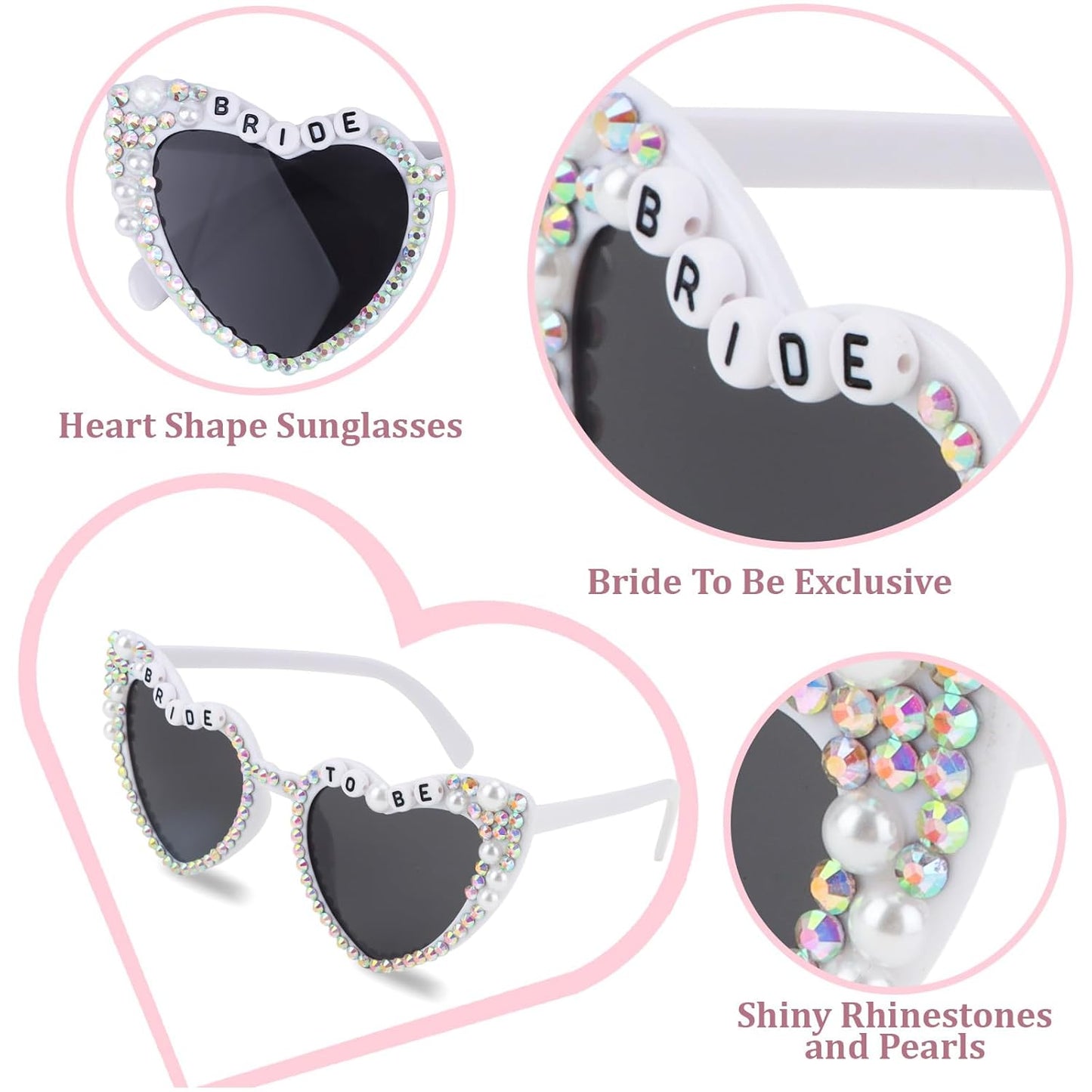 Bride Heart Sunglasses Bride Headband & Veil Set for Bachelorette Party Bridal Shower Gifts Bachelorette Party Favors Accessories