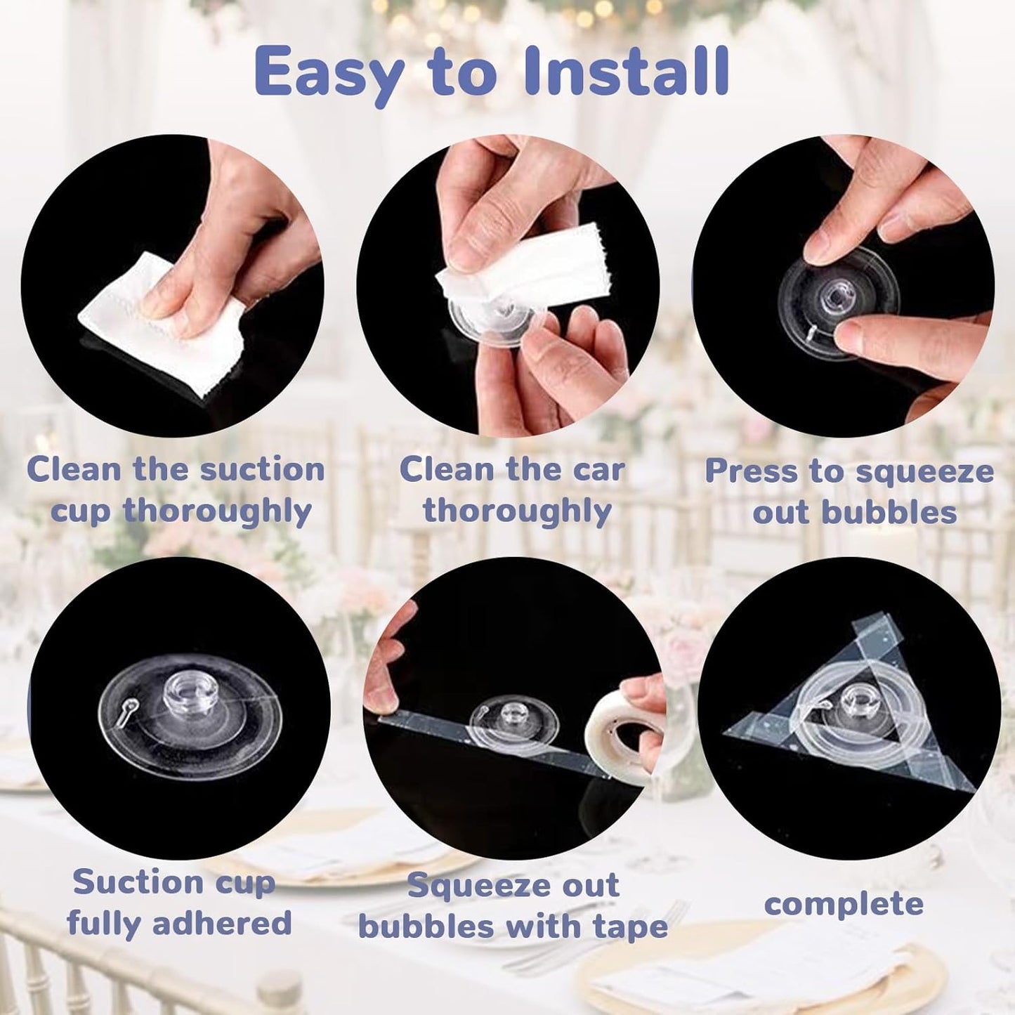 Wedding Car Flower Decoration, White Floral Flowers and Blue Ribbon Set, Just Married Automotive Ornament Accessores for Bridal Shower Party Decor