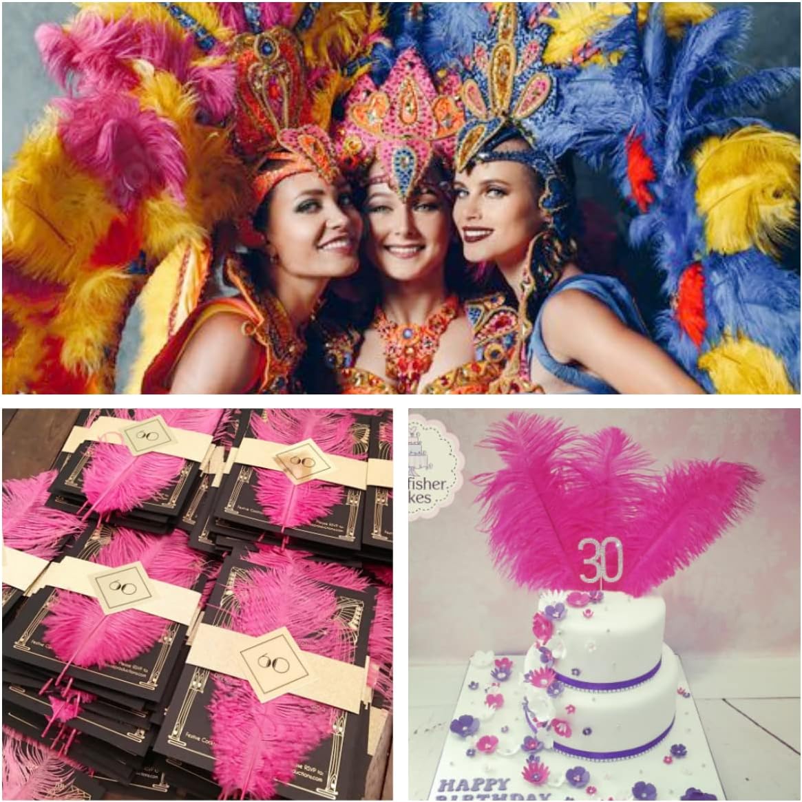 Ballinger Fuchsia Large Ostrich Feathers - 24pcs 12-14inch Hot Pink Feathers for Party Centerpieces, Flower Arrangement and Home Decor