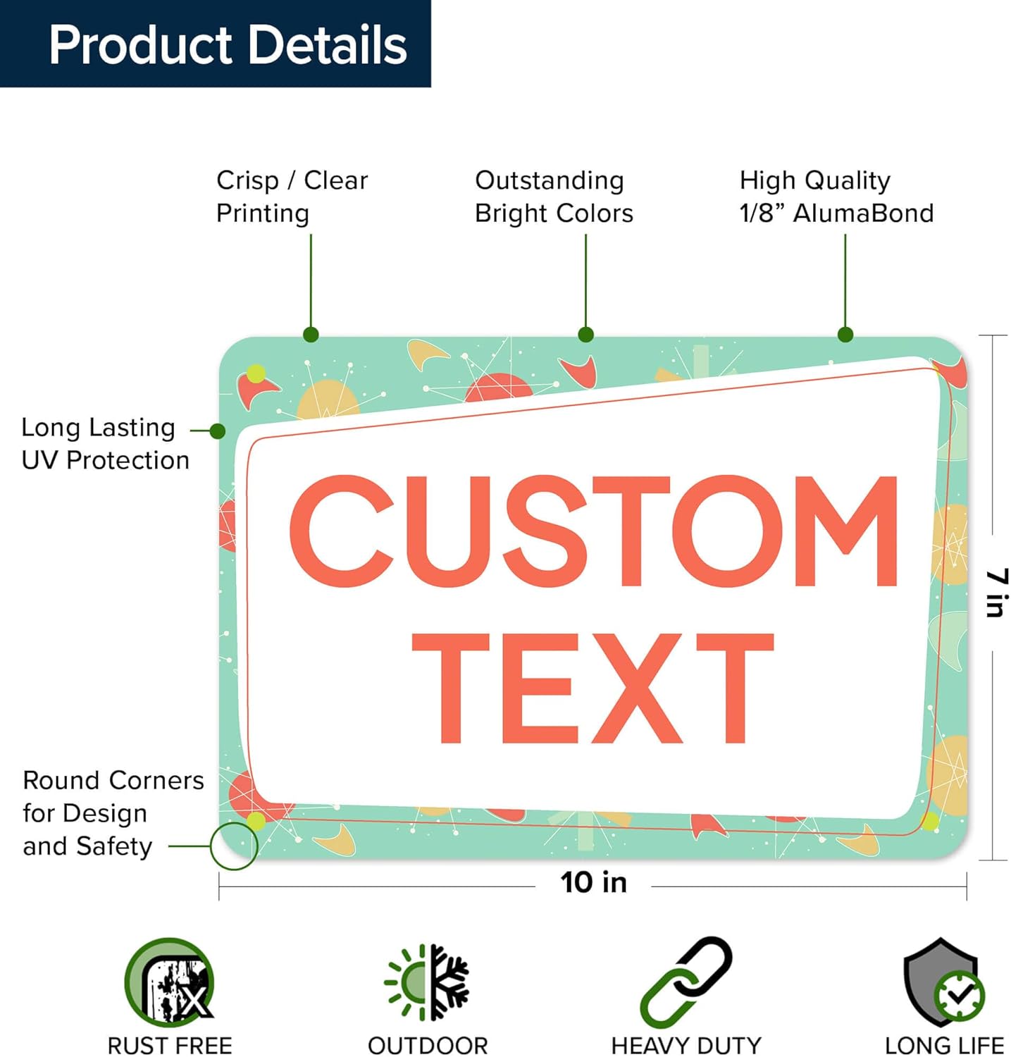 Custom Sign, Custom Street Sign, 11 Font Colors, 13 Font Styles, 4 Hole Options, 22 Sizes, 7x10 Inches, Rust Free DiBound, Fade Resistant, Made in USA by My Sign Center (Mid-Century Modern 2)