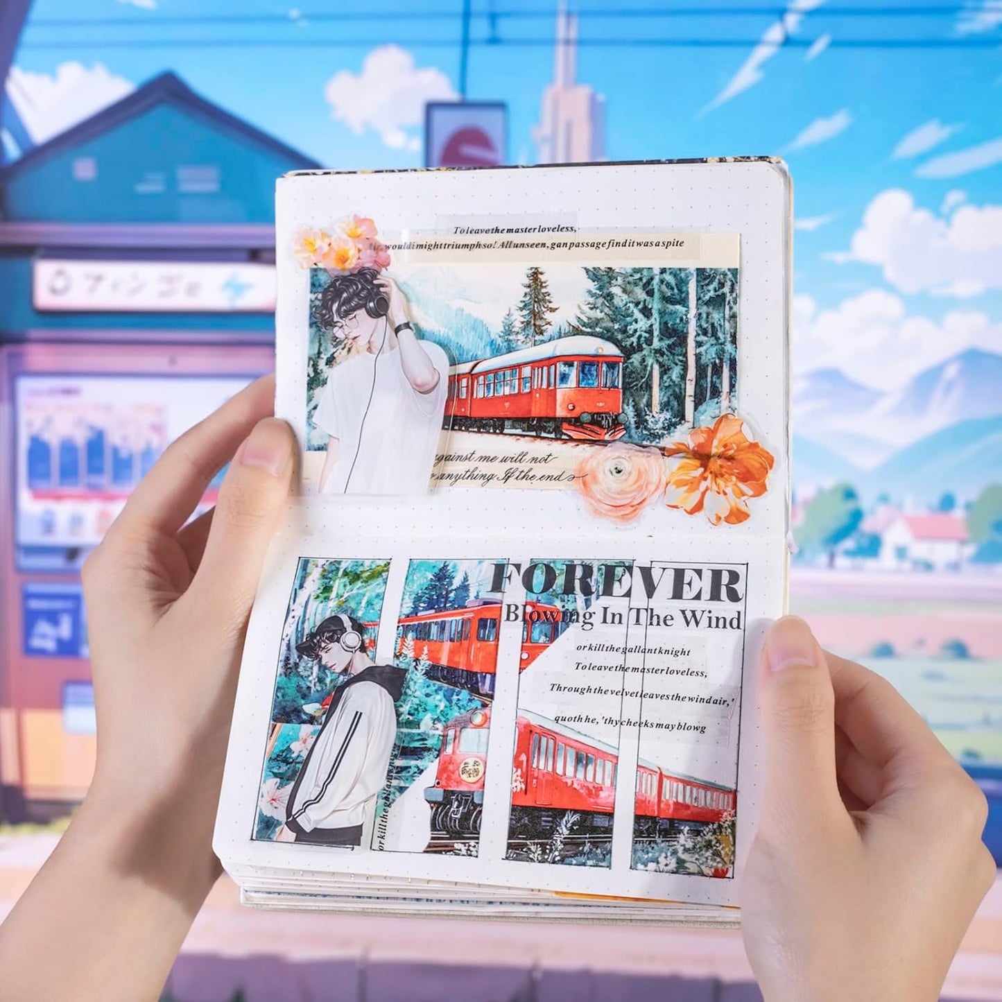 Train Scenery Washi Tape Set ??6 Rolls Travel & Nature Inspired with Clip for Scrapbook Journals DIY Crafts Decoration 1.97"x78.7" 39.37in per Loop