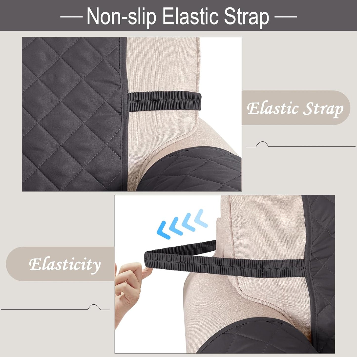 Reversible 4 Seater Sofa Cover 91 Inch Large Couch Cover Furniture Protector(Sofa XX-Large,Dark Grey/Dark Grey)