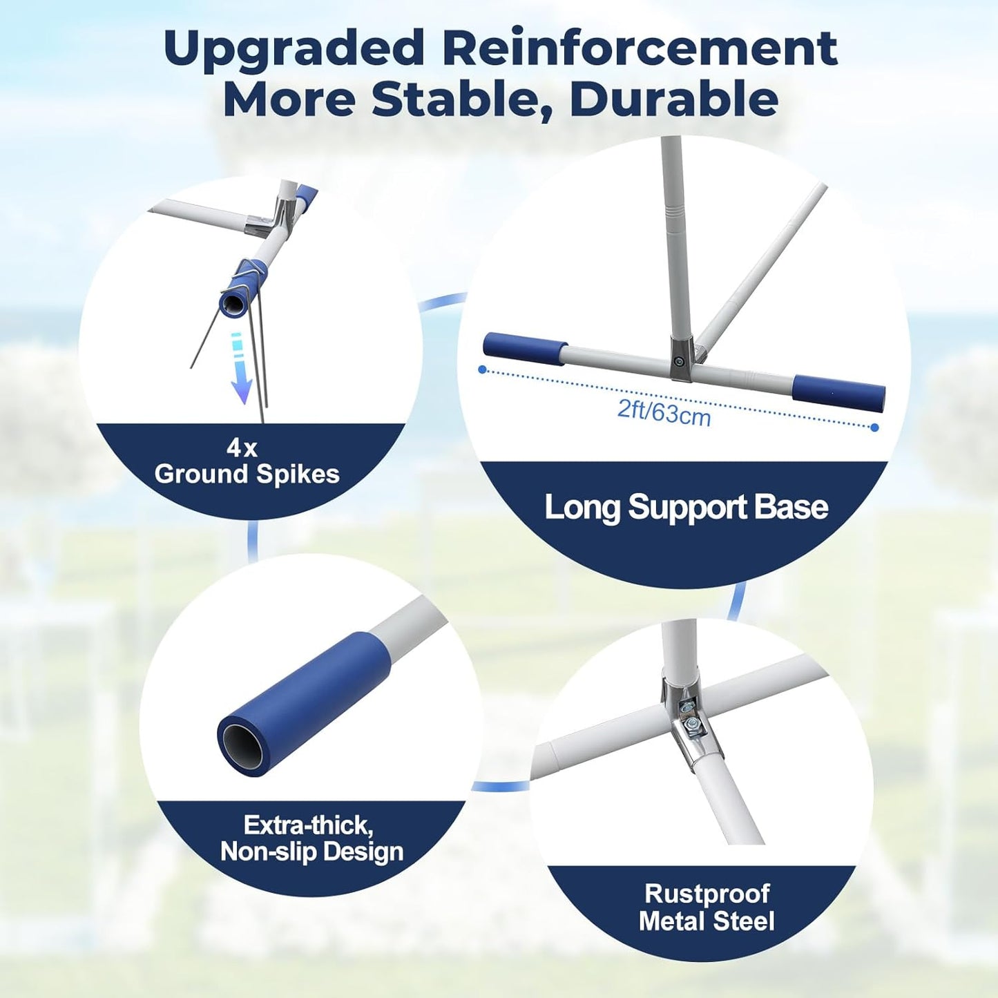 Heavy Duty Backdrop Stand 7*4FT, Extra-Long Adjustable Legs for Backdrop/Wedding Decor, Rustproof & Portable Frame for Party/Event/Home Decoration (White)