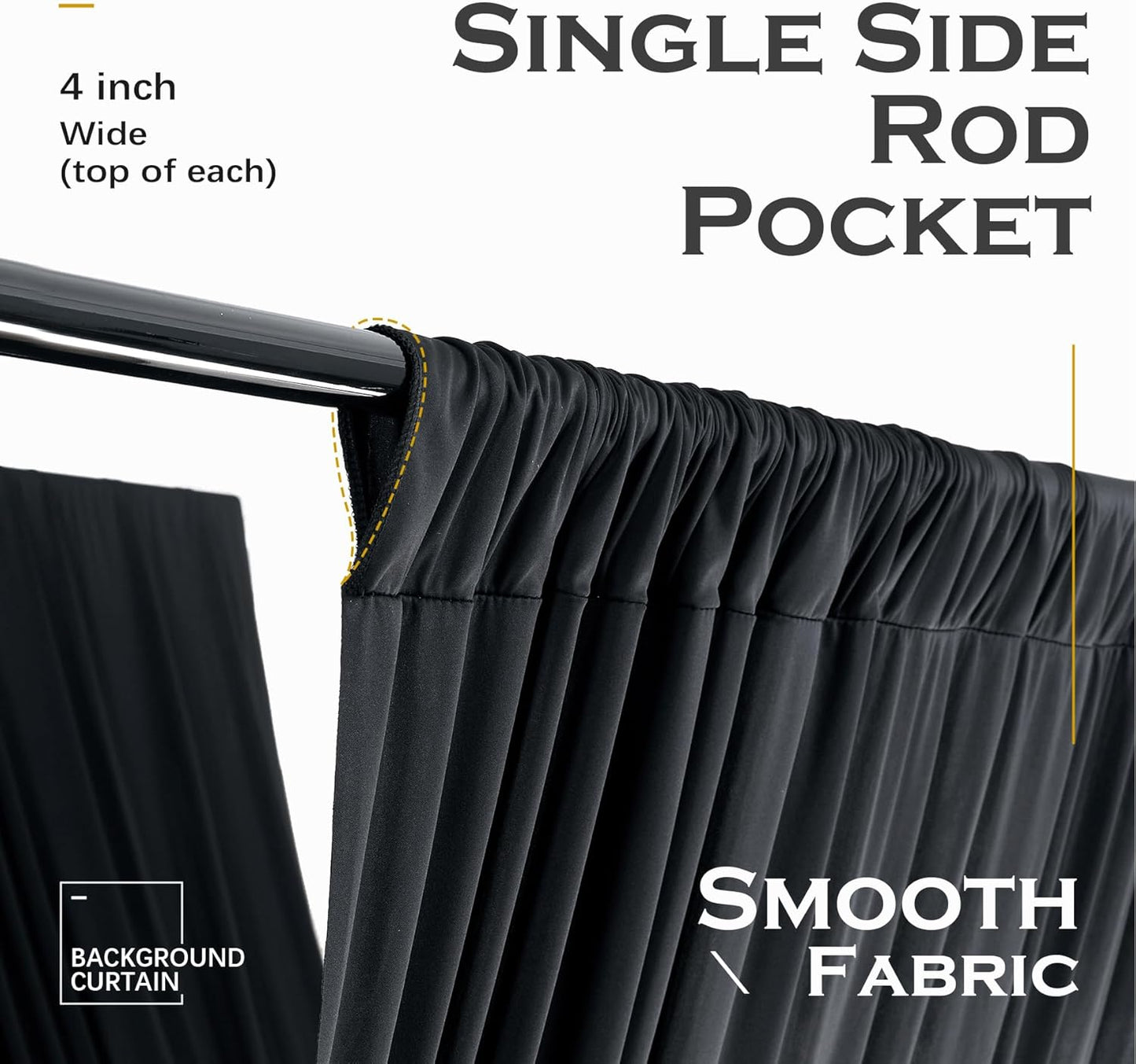 PartyVillage 12 Panels 5ftx30ft Black Ceiling Drapes for Halloween Parties โ 30 FT Extra Long Thick Polyester Wrinkle-Free Drapery Tent Decor Decorations for Birthday Party Ceremony Stage Swag