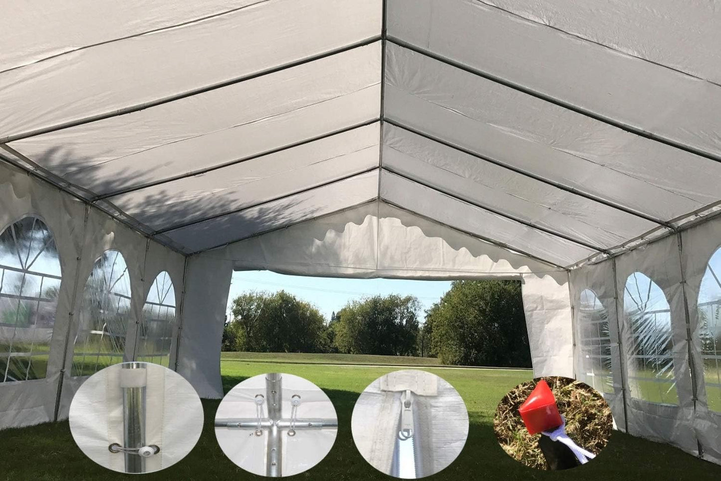 DELTA 26'x16' Budget PE Party Tent + (2) Long Storage Bags,Tents for Parties, Canopy Carpas para Fiestas,Wedding Event Tents for Outdoor Events (B Model)