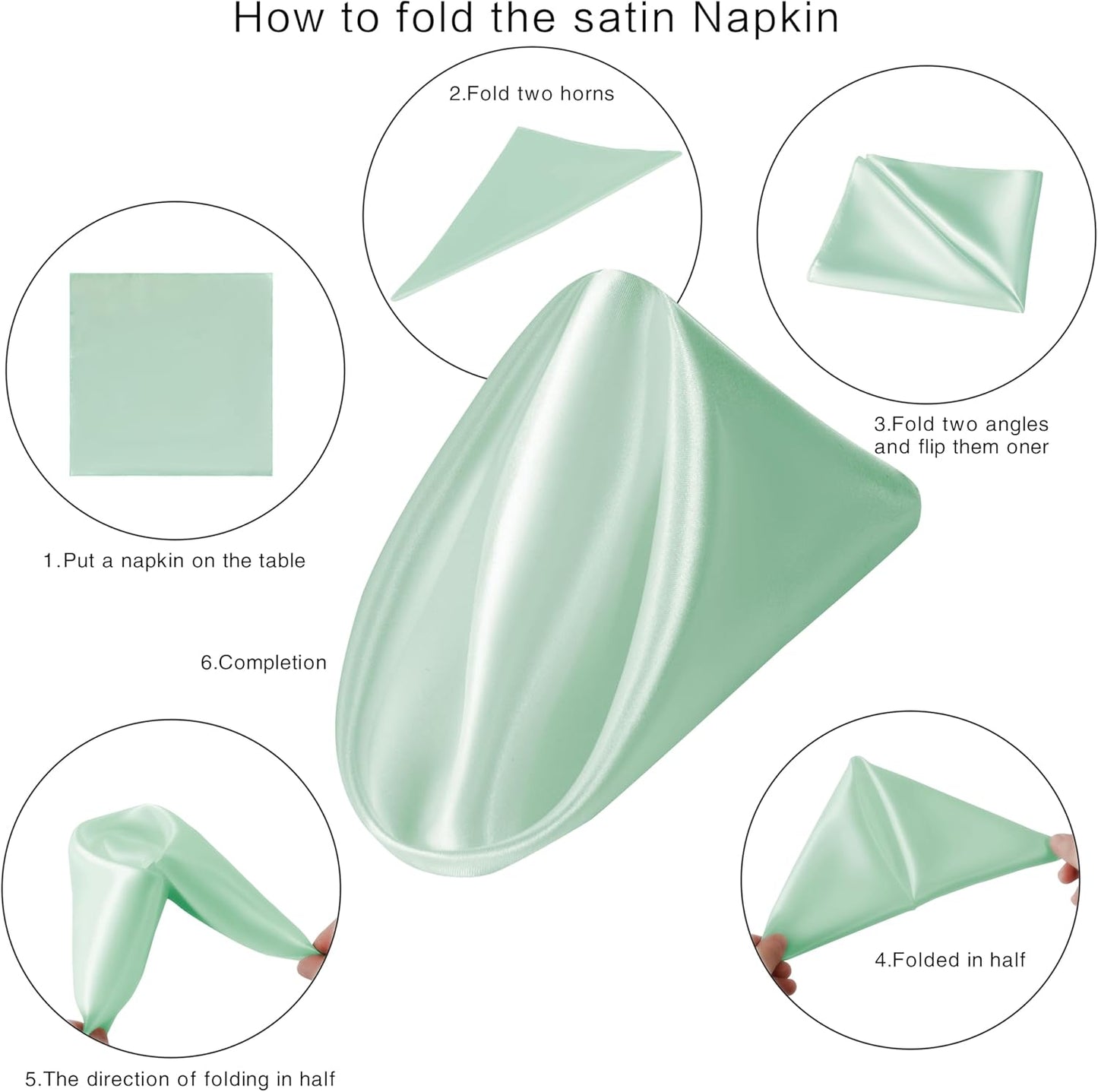 36 Pack Square Satin Dinner Napkins, 16x16 Inches Silky Soft Smooth Table Cloth Napkins for Restaurant Weddings Banquet Party Decoration, Mint Green