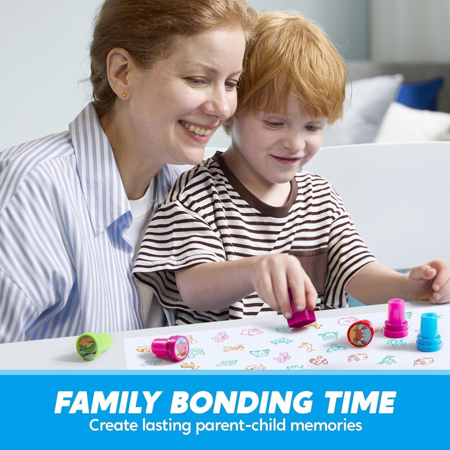 JOYIN 50 Pcs Animal Stamps for Kids, with 50 Different Designs, Farm,Sea Animals,Stamps for Crafting, Prize Box Toys for Classroom, Kids Party Favor, Goodie Bag, Halloween, Christmas