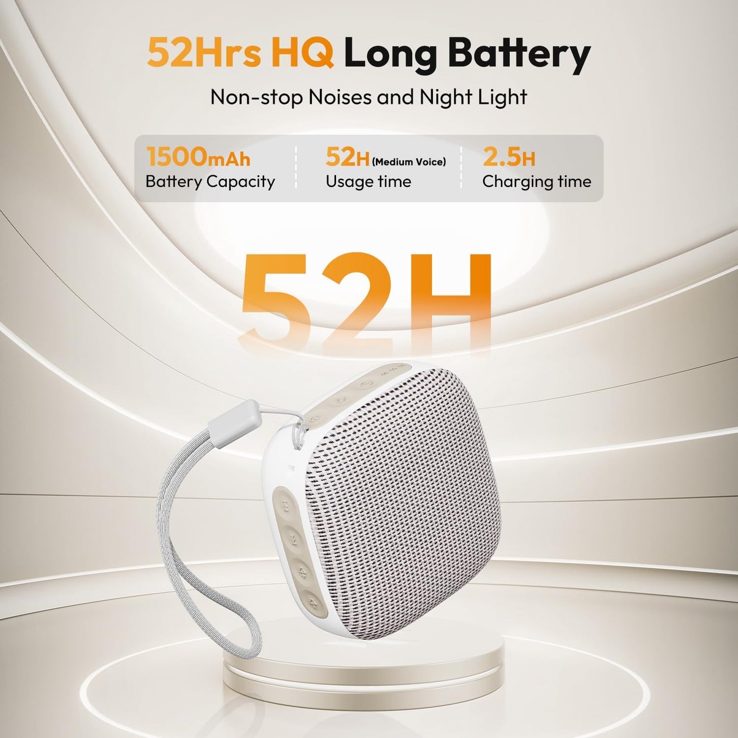 Portable Sound Machine for Travel, White Noise Sound Machine for Sleeping, 52-Hour Lasting Mini Noise Machine with 21 Quality Non-looping Sounds, Headphone Jack, Memory, Timer for Adults,Hotel (Khaki)