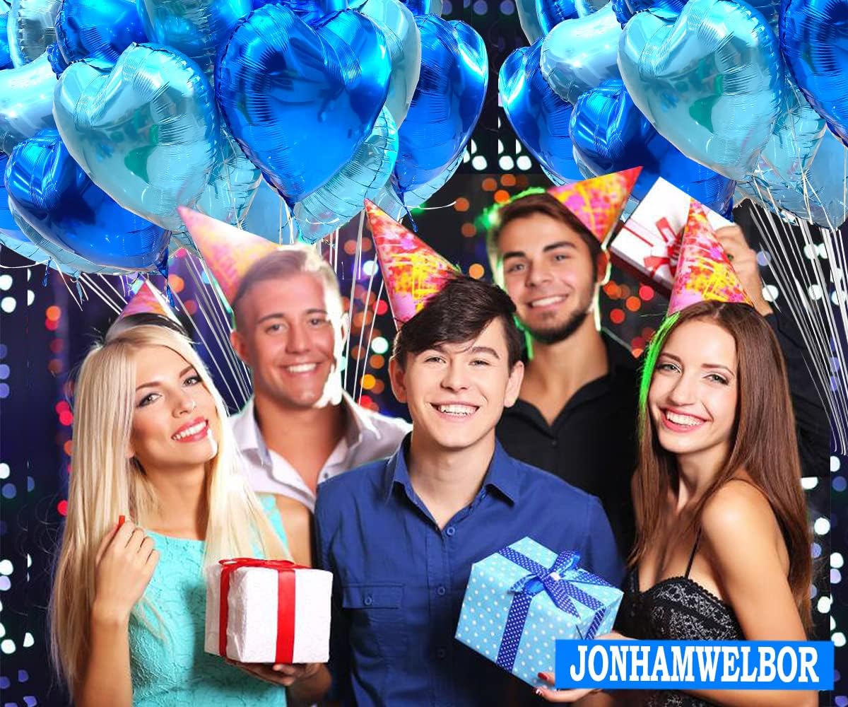 Jonhamwelbor 20Pcs 18 inch Royal Blue and Light Blue Foil Mylar Heart Shape Balloons Decorations Valentines Birthday Wedding Baby Shower Party