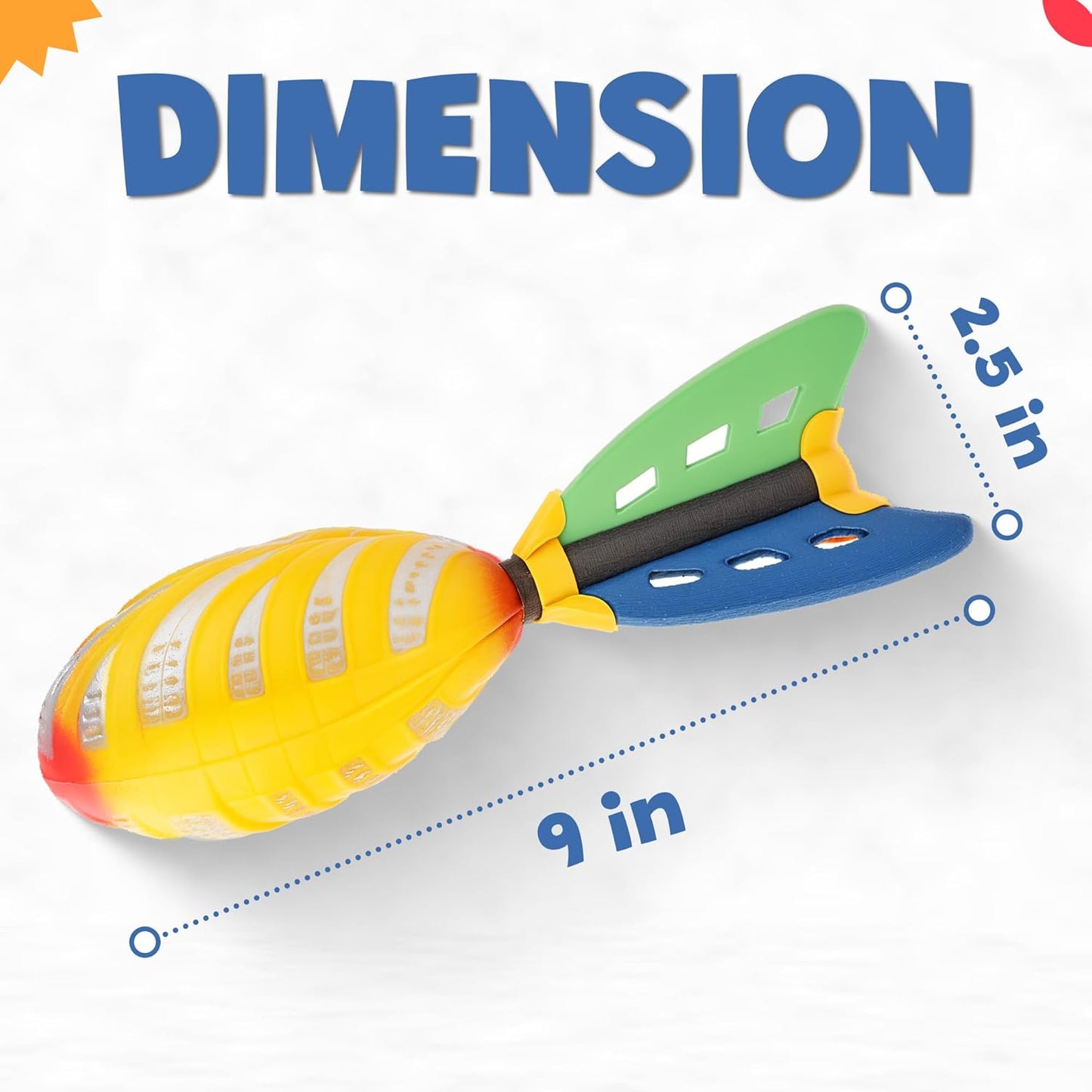 12 Pack Flying Foam Foam Missile Footballs with Tails, Sports Aero Pocket Flyers Toys for Kids Outdoor Backyard Activities, Games, Party Favors (9 Inches)