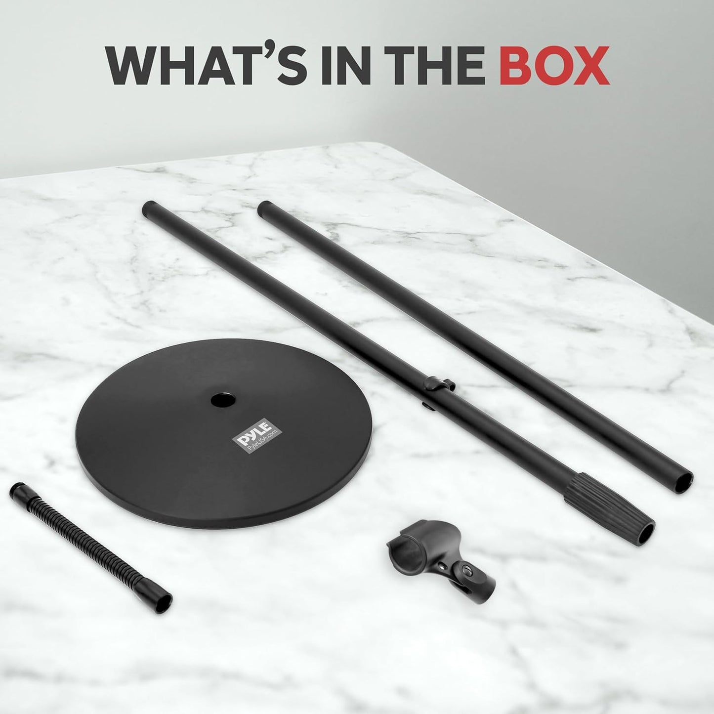 Pyle Universal Microphone Stand - M-6 Mic Holder USA Standard Adapter and Height Adjustable from 31.5??to 60??Inch High w/ Pivotable Gooseneck Mount - Heavy Duty Clutch Tension Knob PMKS32