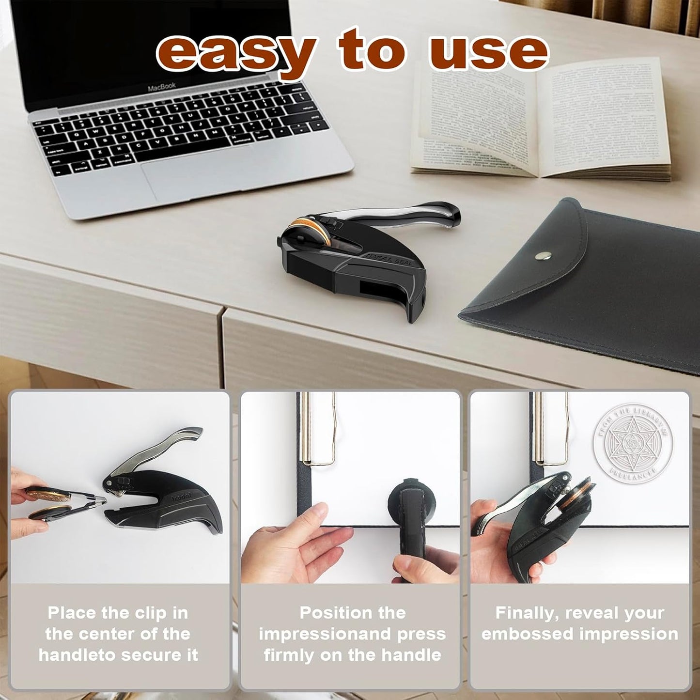 Personalized Book Embosser - Custom Library Stamp, Personal Gifts for Book Lovers, Readers, Teachers (Star-01)