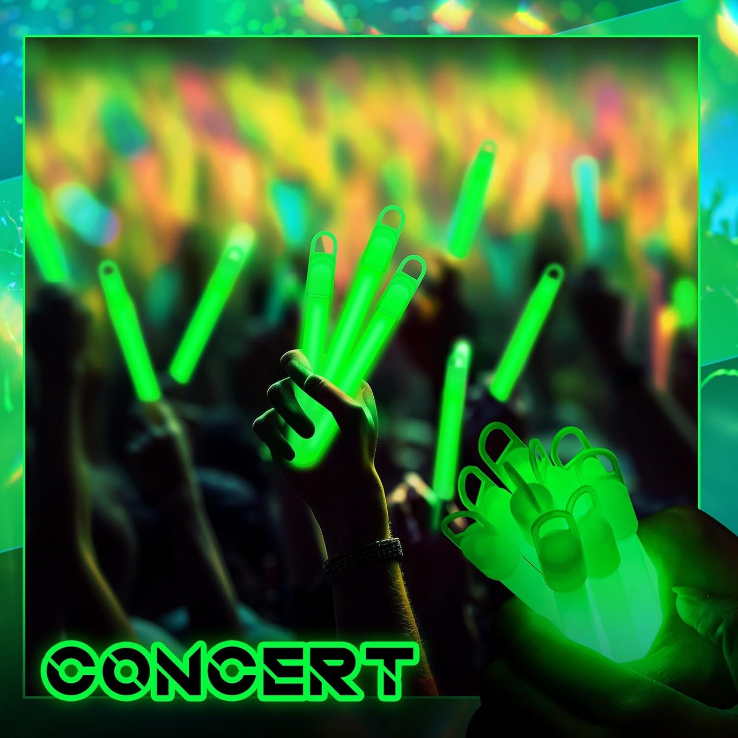 Lewtemi 50 Set 4'' Glow Sticks Bulk, Hallowee Glow in The Dark Party Supplies, Emergency Light Sticks with Lanyard, for Birthday, Light up, Neon, Halloween Theme Party Favors