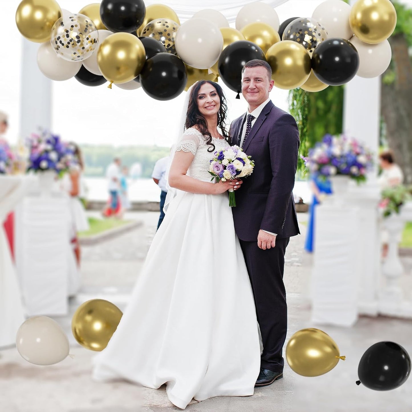 100pcs Metallic Gold Balloons, 12 inch Chrome Gold Latex Party Balloons Helium Quality for Birthday Party, Wedding, New Year Eve Party Decoration (with 66ft Ribbon)