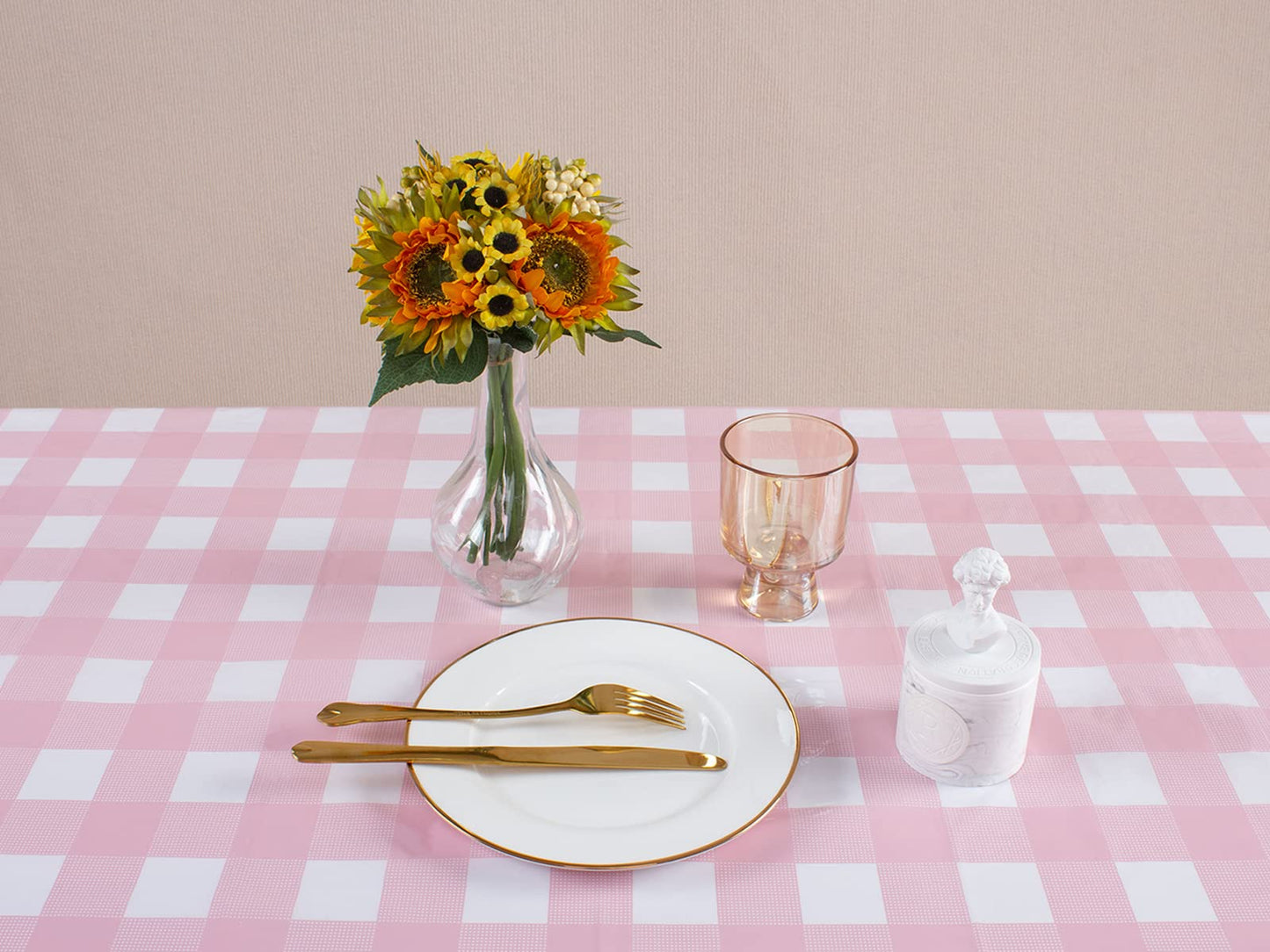 Kesfey 3 Packs Pink Gingham Tablecloth Pink and White Checkered Tablecloths 54 x 108 Inches