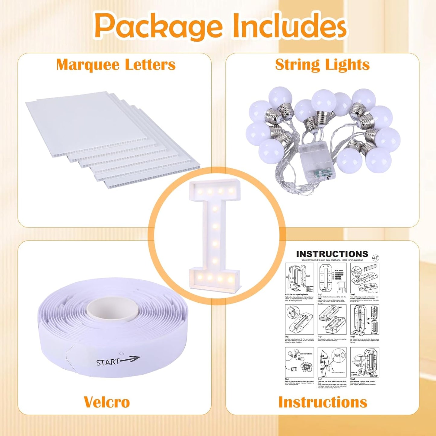 4ft Marquee for Letters I, Large Light up Letters, Multifunctional Large Marquee for Letters 4 Feet Tall for Party Decorations, Letter Balloons, Wedding Decor, Proposal Decorations (Letters I)