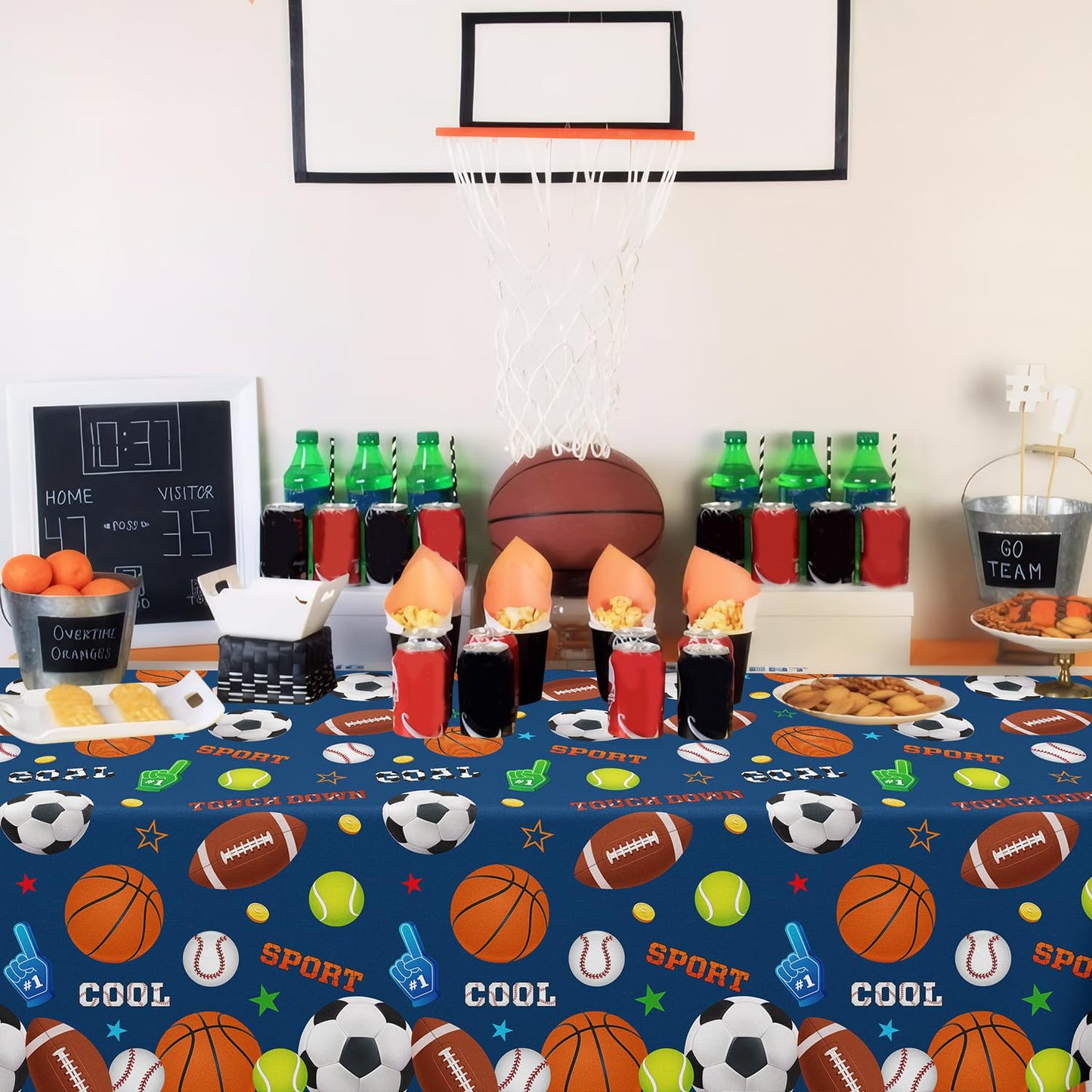 4 Pack Sports Party Decorations Sport Tablecloth Sport Theme Birthday Table Cloth Soccer Basketball