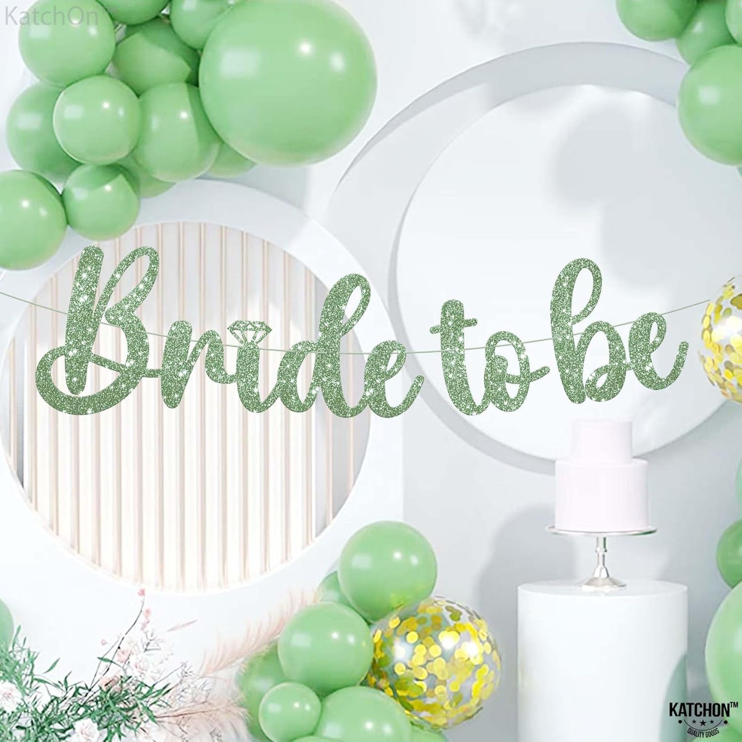 KatchOn, Sage Green Glitter Bride To Be Banner - 10 Feet, No DIY | Bride to Be Sign for Bride To Be Decorations | Bridal Shower Banner for Bridal Shower Decorations | Bachelorette Party Decorations