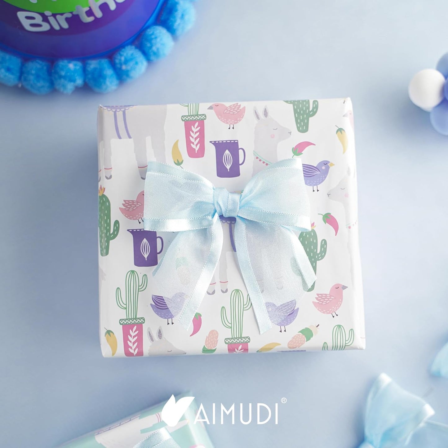 AIMUDI Baby Blue Bows 4" Organza Bows Premade Twist Ties Bows for Gift Wrapping Crafts Treat Bags Baskets Cake Pop Baby Shower Birthday Wedding Decor - 12 Counts