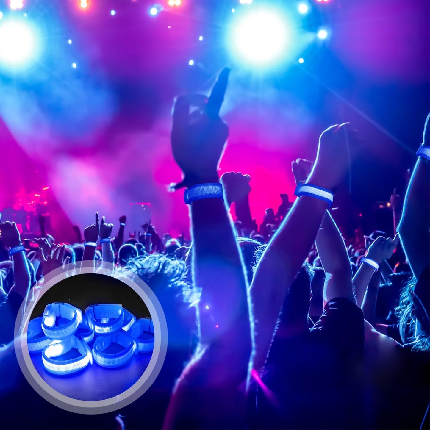 M.best 8pcs LED Light Up Bracelets Glow Flashing Wristbands Glow in The Dark Party Supplies for Wedding, Raves, Concert, Camping,Sporting Events, Party