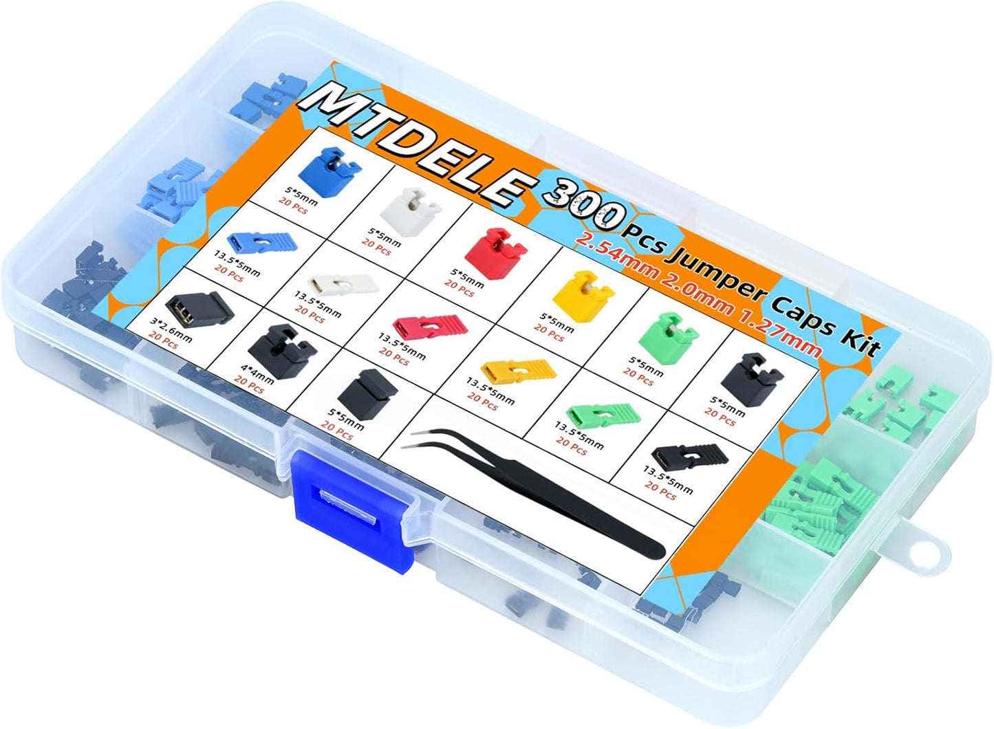 300Pcs Jumper Caps Kit 2.54mm 2.0mm 1.27mm Compatible with Arduino Raspberry Pi PCB Circuit Board Connection Pin