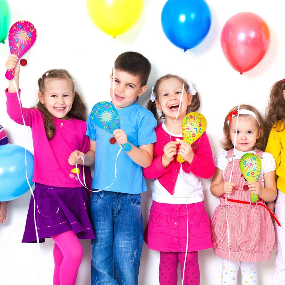 ArtCreativity Neon Paddle Balls, Pack of 12, 9.25 Inch Plastic Paddleball with String, Assorted Bright Colors, Great Party Favors, Goodie Bag Fillers, Fun Activity Toys for Kids