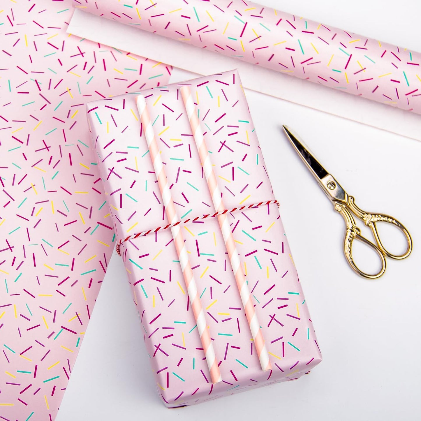 WRAPAHOLIC Wrapping Paper Roll - Mini Roll - 17 Inch x 33 Feet - Colorful Line Segment Print Design for Birthday, Party, Baby Shower
