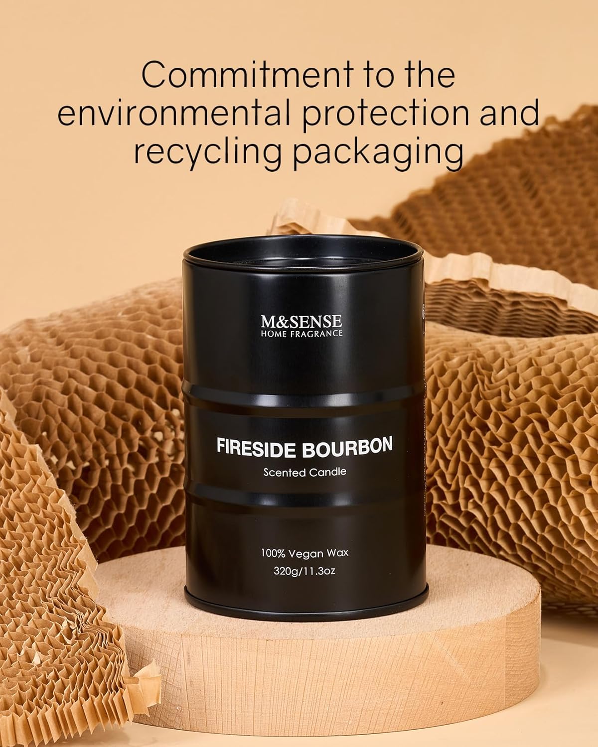 M&SENSE Scented Candle, Fireside Medium Jar Candle Gifts for Men, 70 Hours Slow Burning Natural Soy Candles 11.3oz, Stress Relief Aromatherapy Candles Home Decor, Valentines Day Gifts for Him